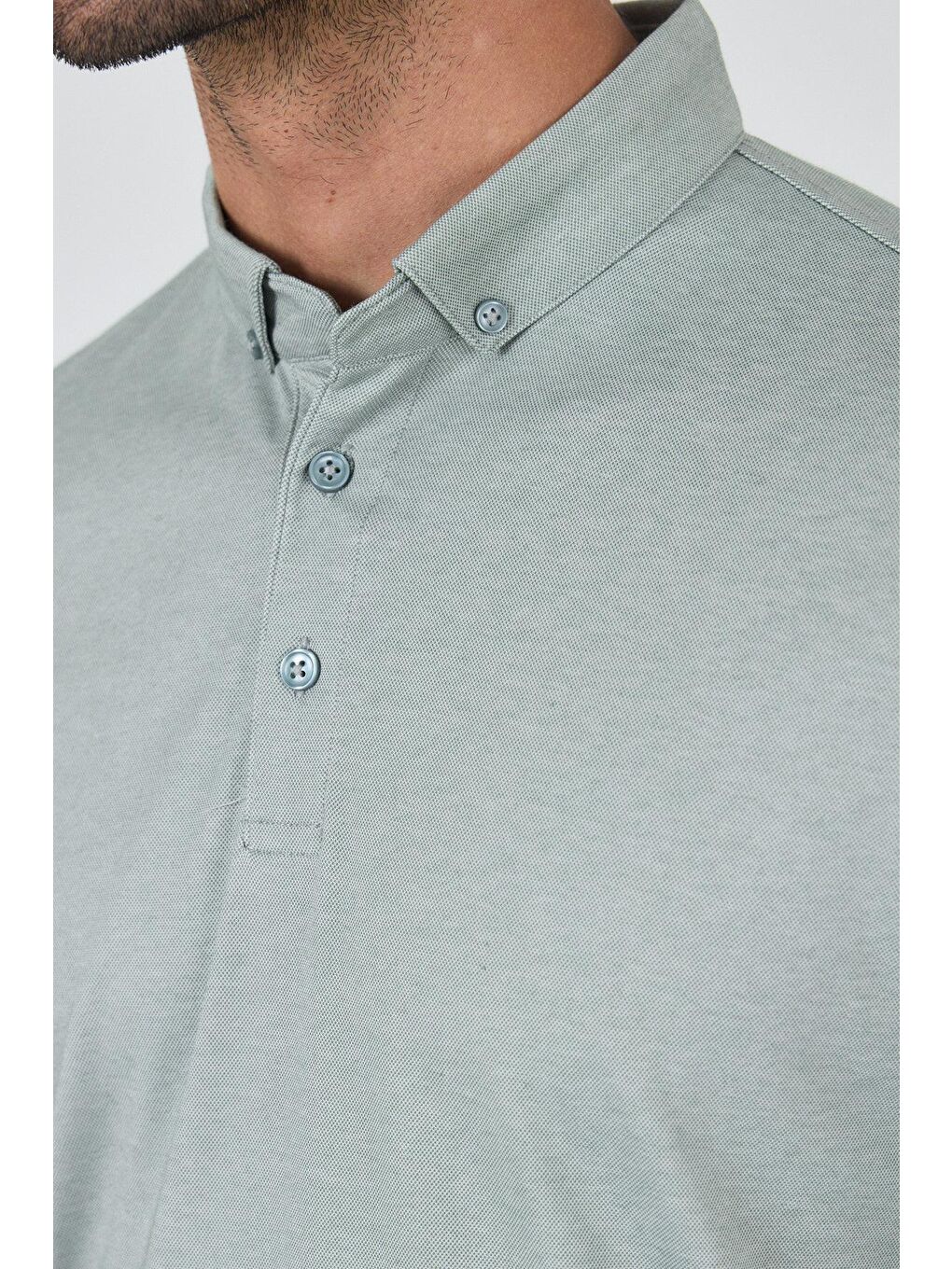 A.Yeşil Kısa Kol Düz Suprem Polo Yaka Cepsiz Pamuklu Casual Slim Fit Tişört 1011250160_607-3