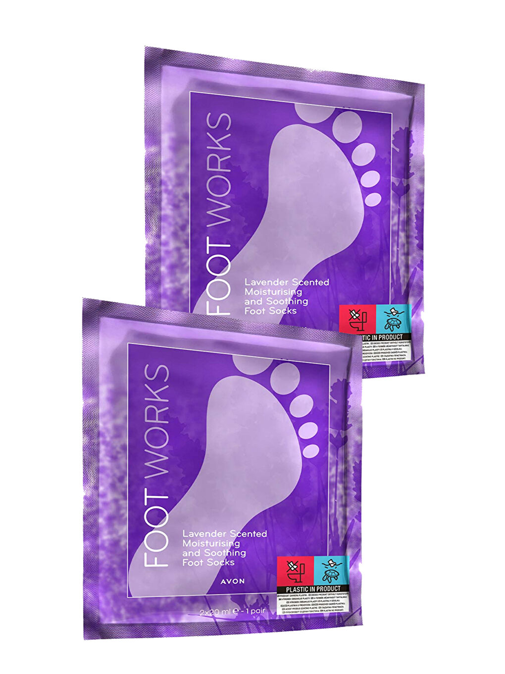 AVON Foot Works Lavanta Kokulu Nemlendirici ve Rahatlatıcı Ayak Çorabı İkili Set