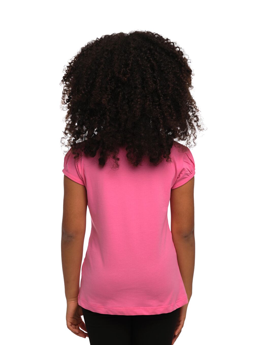 Pembe Şeker pembe Kız Çocuk Kısa Kollu Basıc Tişört-2