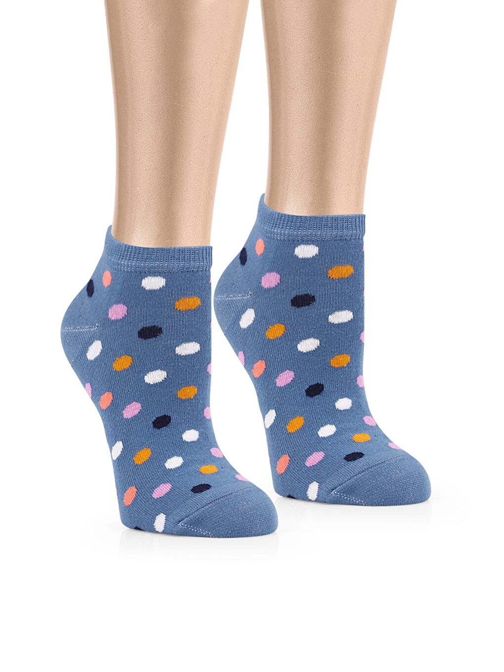 OZZY SOCKS Lacivert-Siyah-Bej 5 Çift Eğlenceli Desenler Kadın Patik Çorap OZZYP003 - 6