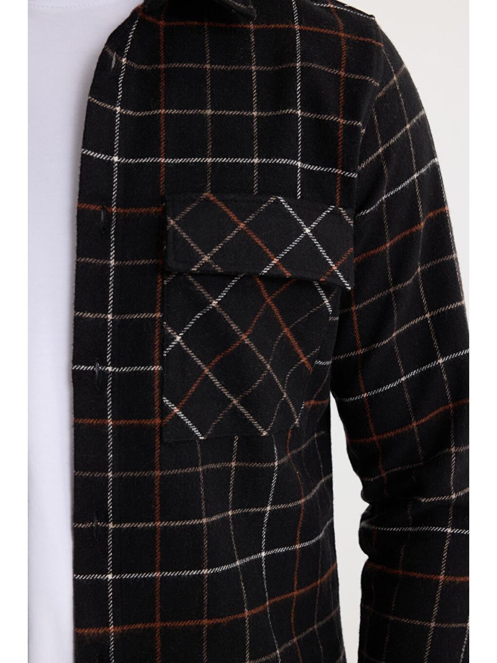 Karışık Erkek Slim Fit Dar Kesim Spor Yaka Çift Cep Kapaklı Kareli Gömlek-2