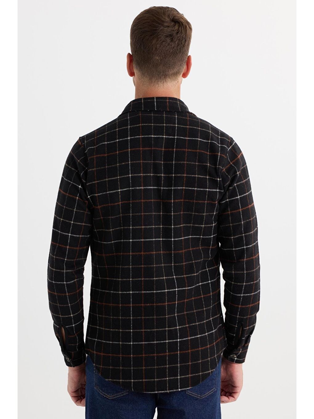 Karışık Erkek Slim Fit Dar Kesim Spor Yaka Çift Cep Kapaklı Kareli Gömlek-6