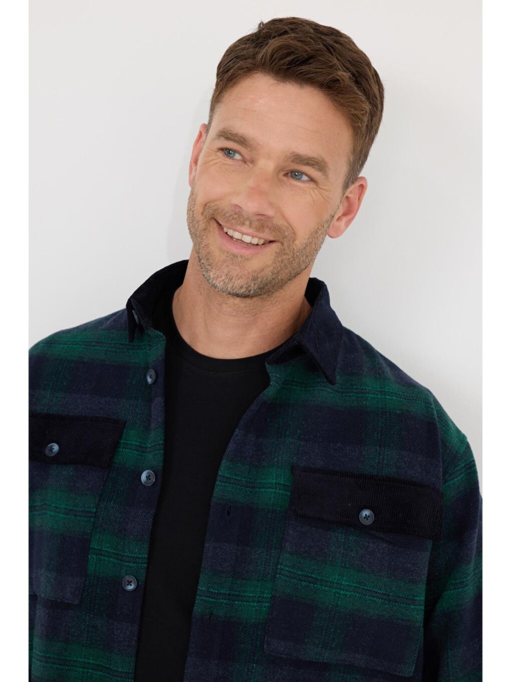 Karışık Erkek Relax Fit Rahat Kesim Spor Yaka Kareli Çift Cep Kapaklı Kışlık Gömlek-1