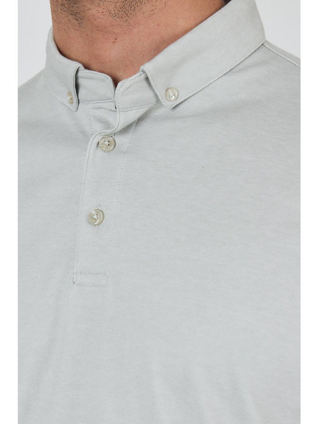 Gri Kısa Kol Düz Suprem Polo Yaka Cepsiz Pamuklu Casual Slim Fit Büyük Beden Tişört 1011250160_601-3