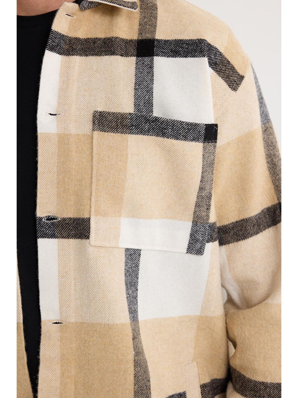 Karışık Erkek Relax Fit Rahat Kesim Spor Yaka Kareli Flotalı Cep Kışlık Gömlek-2