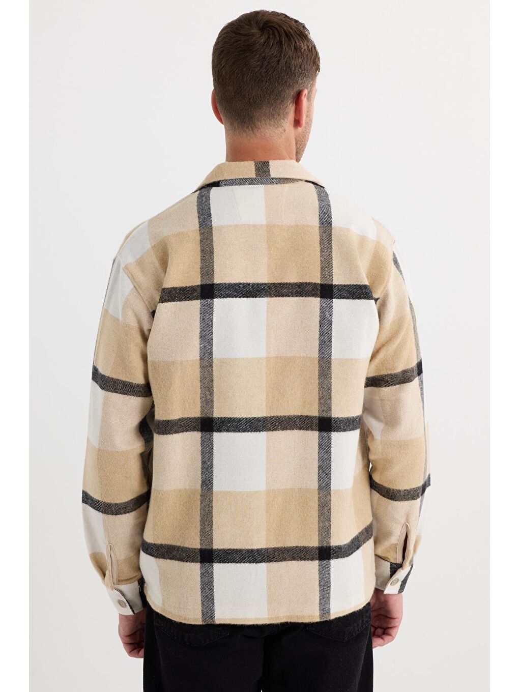 Karışık Erkek Relax Fit Rahat Kesim Spor Yaka Kareli Flotalı Cep Kışlık Gömlek-6