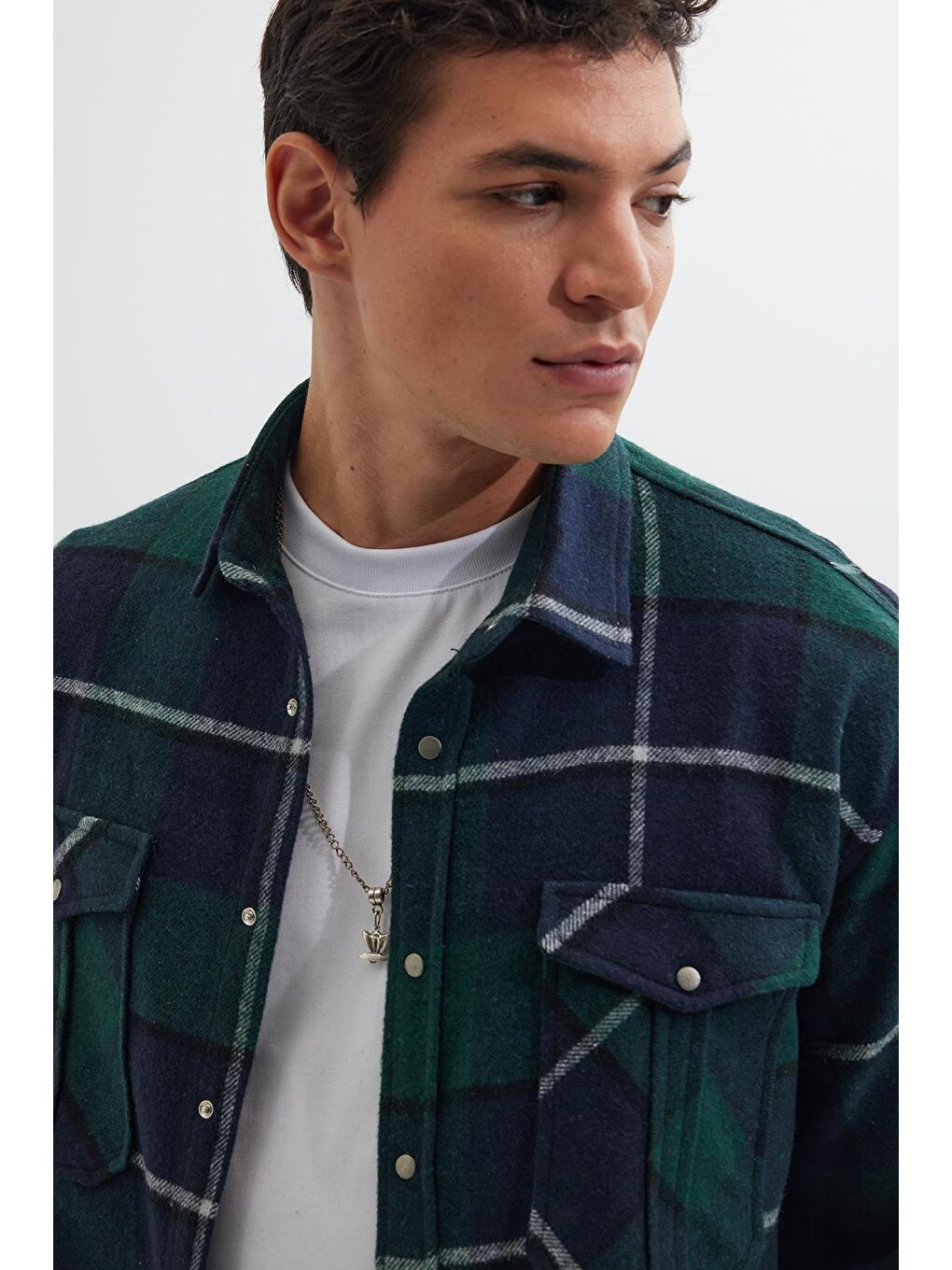 Karışık Erkek Relax Fit Rahat Kesim Oduncu Çift Cep Düğmeli Kareli Kışlık Gömlek-1