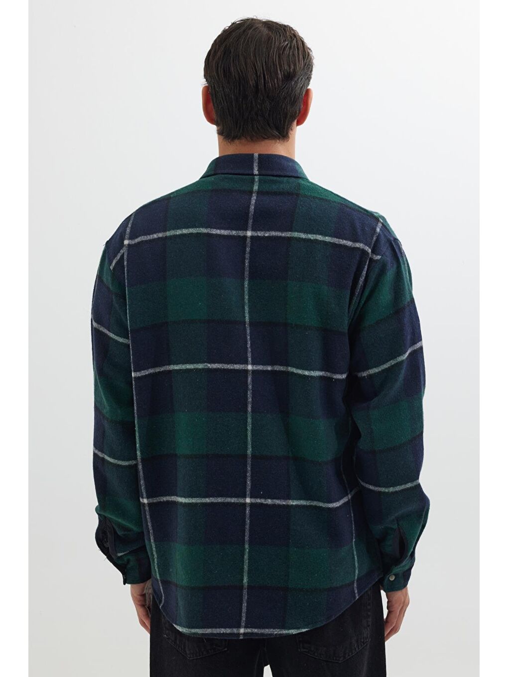 Karışık Erkek Relax Fit Rahat Kesim Oduncu Çift Cep Düğmeli Kareli Kışlık Gömlek-6