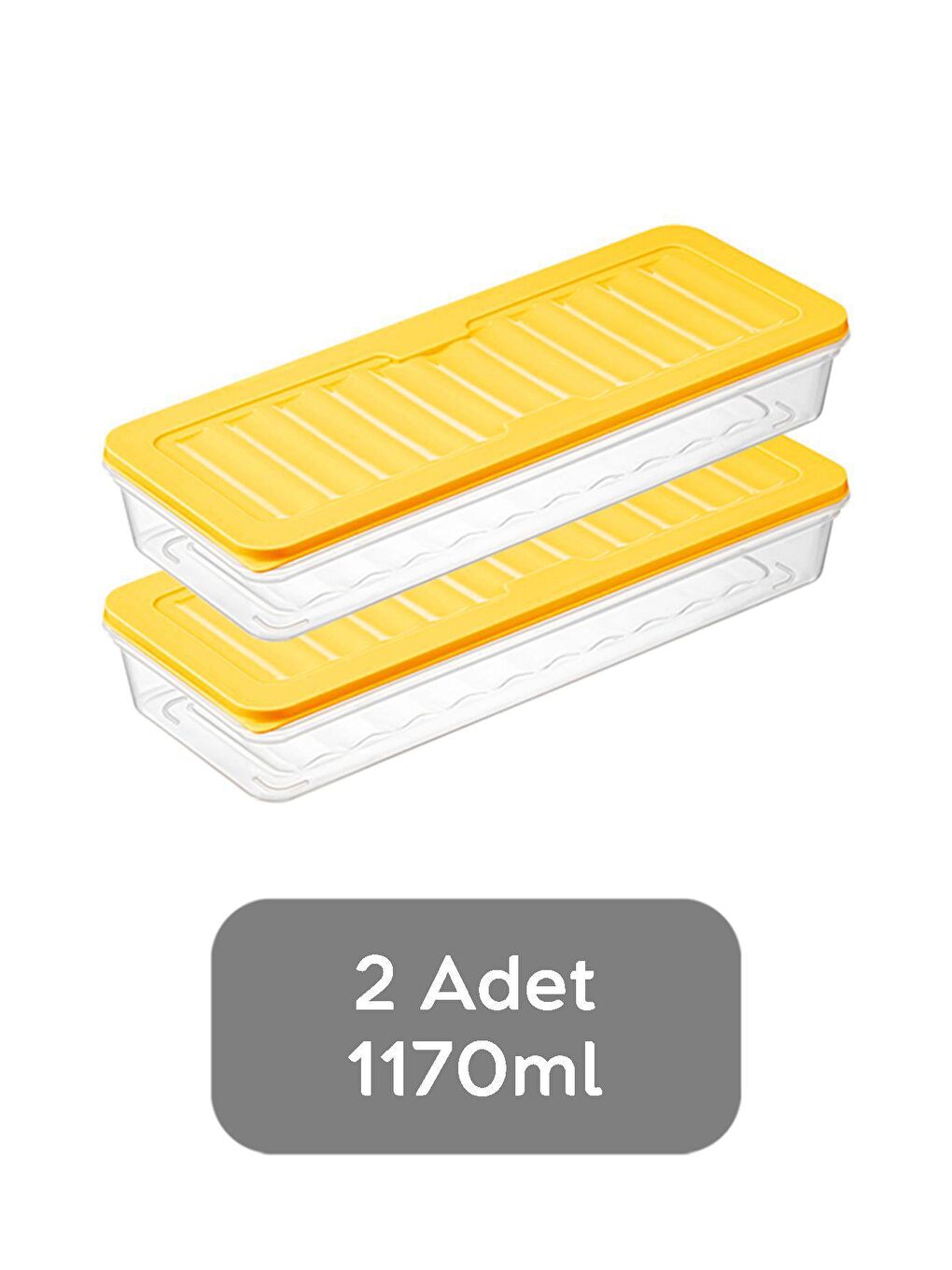 Meleni Home 2'li Buzdolabı Organizer Mikrodalga Ve Difrize Uygun Saklama Kabı Sarı 2 X 1170 ml - 1