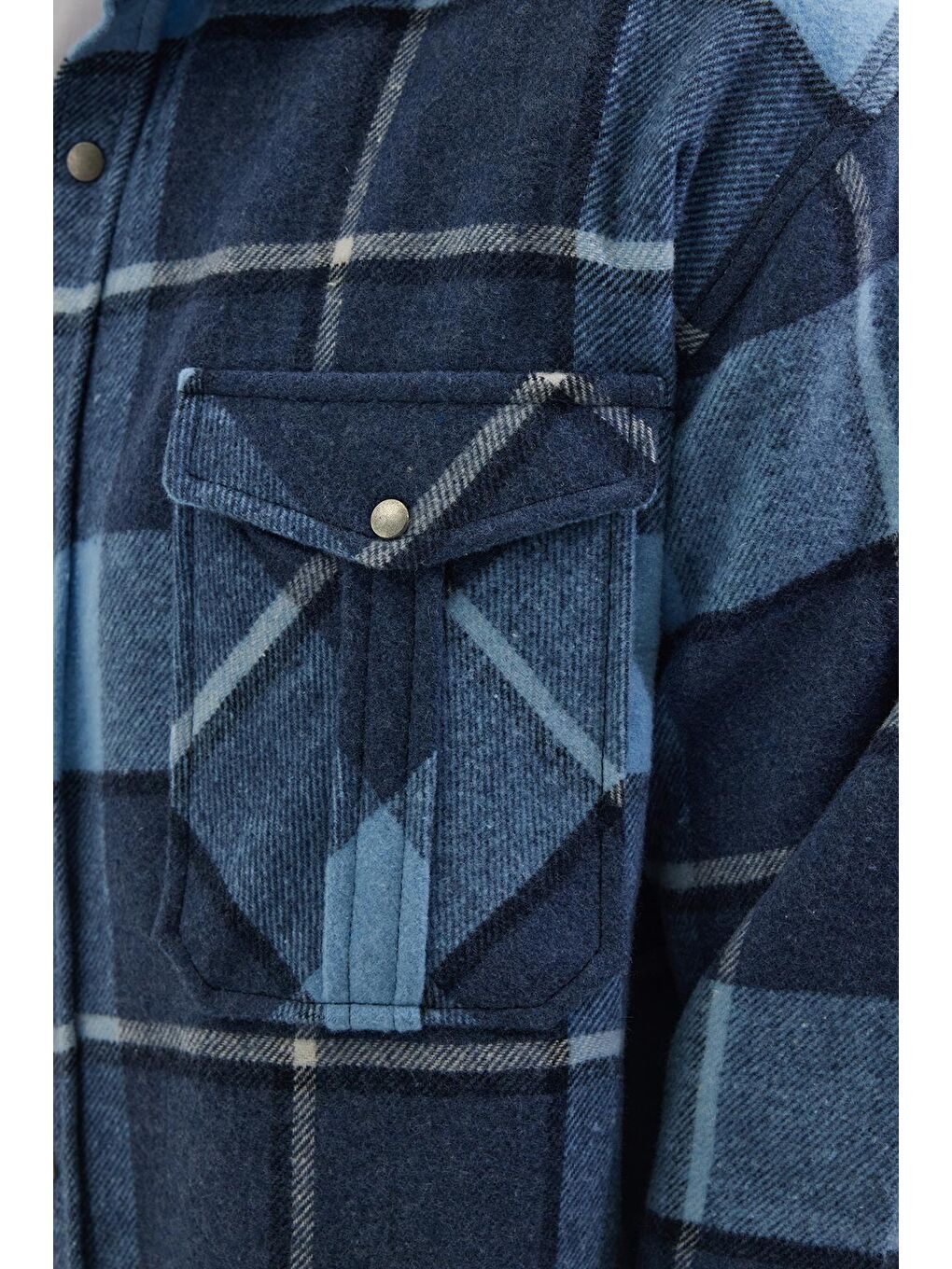 Karışık Erkek Relax Fit Rahat Kesim Oduncu Çift Cep Düğmeli Kareli Kışlık Gömlek-2