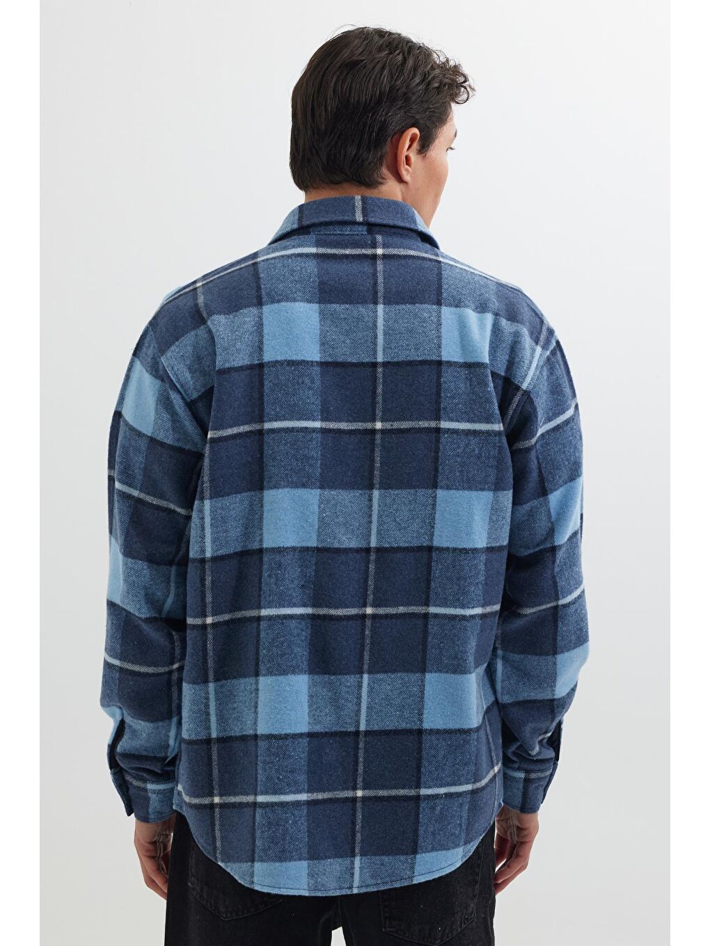 Karışık Erkek Relax Fit Rahat Kesim Oduncu Çift Cep Düğmeli Kareli Kışlık Gömlek-6