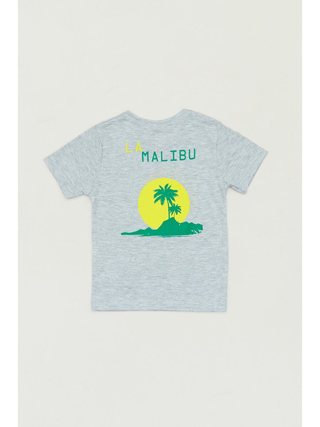 Gri Önü Ve Arkası Baskılı Erkek Çocuk Tişört-1