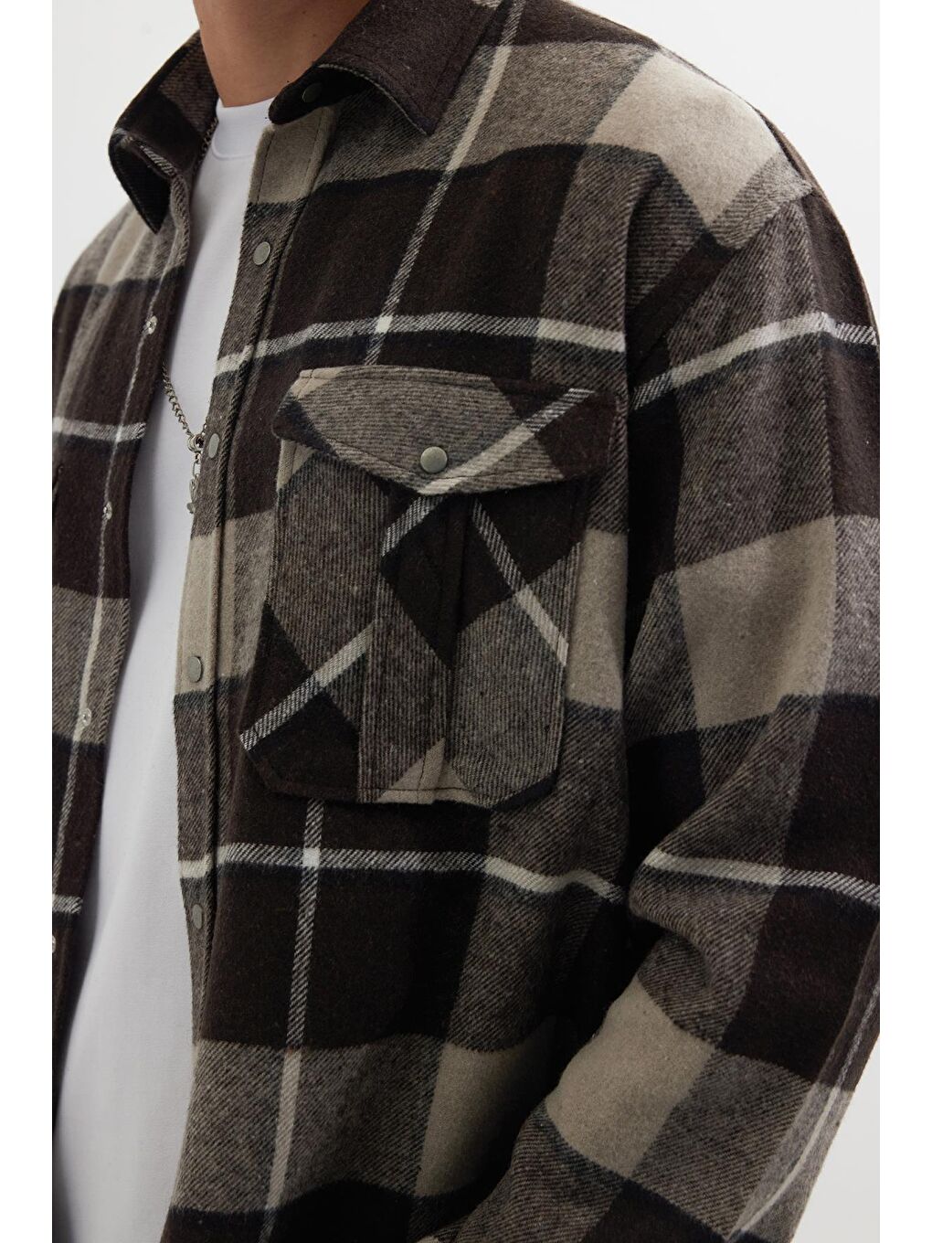 Karışık Erkek Relax Fit Rahat Kesim Oduncu Çift Cep Düğmeli Kareli Kışlık Gömlek-2