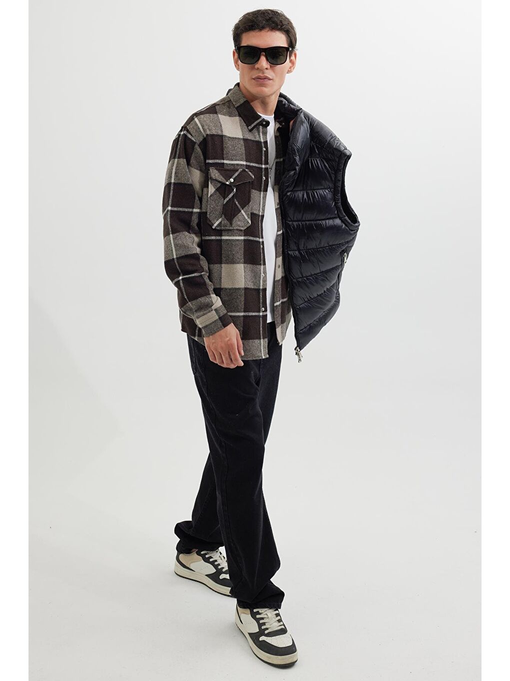 Karışık Erkek Relax Fit Rahat Kesim Oduncu Çift Cep Düğmeli Kareli Kışlık Gömlek-4