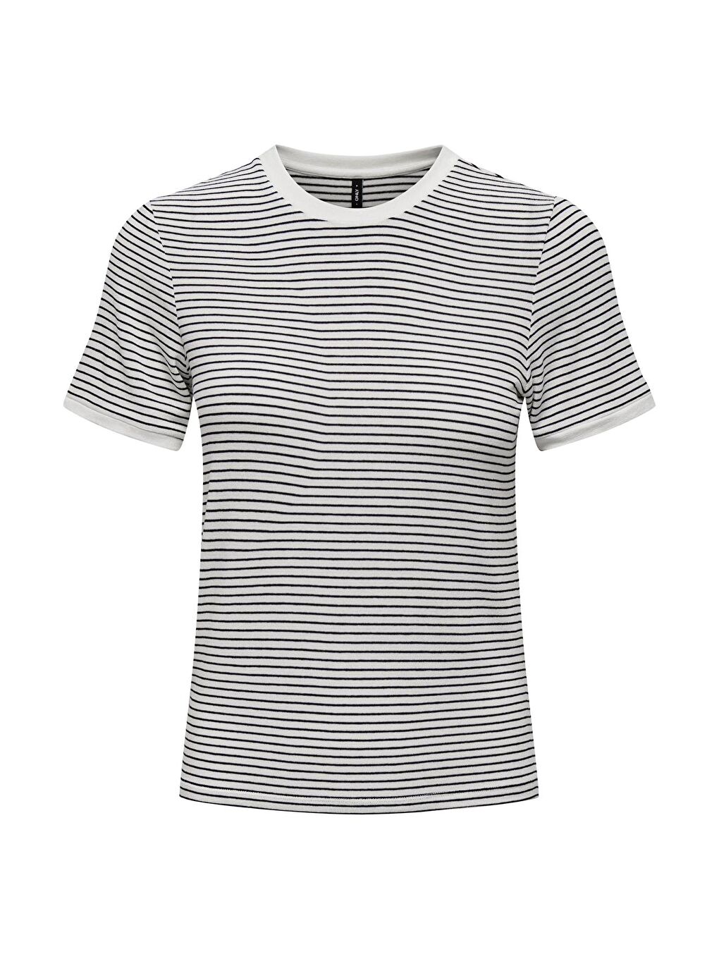 Siyah Onltine Çizgili Fitted Bisiklet Yaka Kadın T Shirt 15315406-4