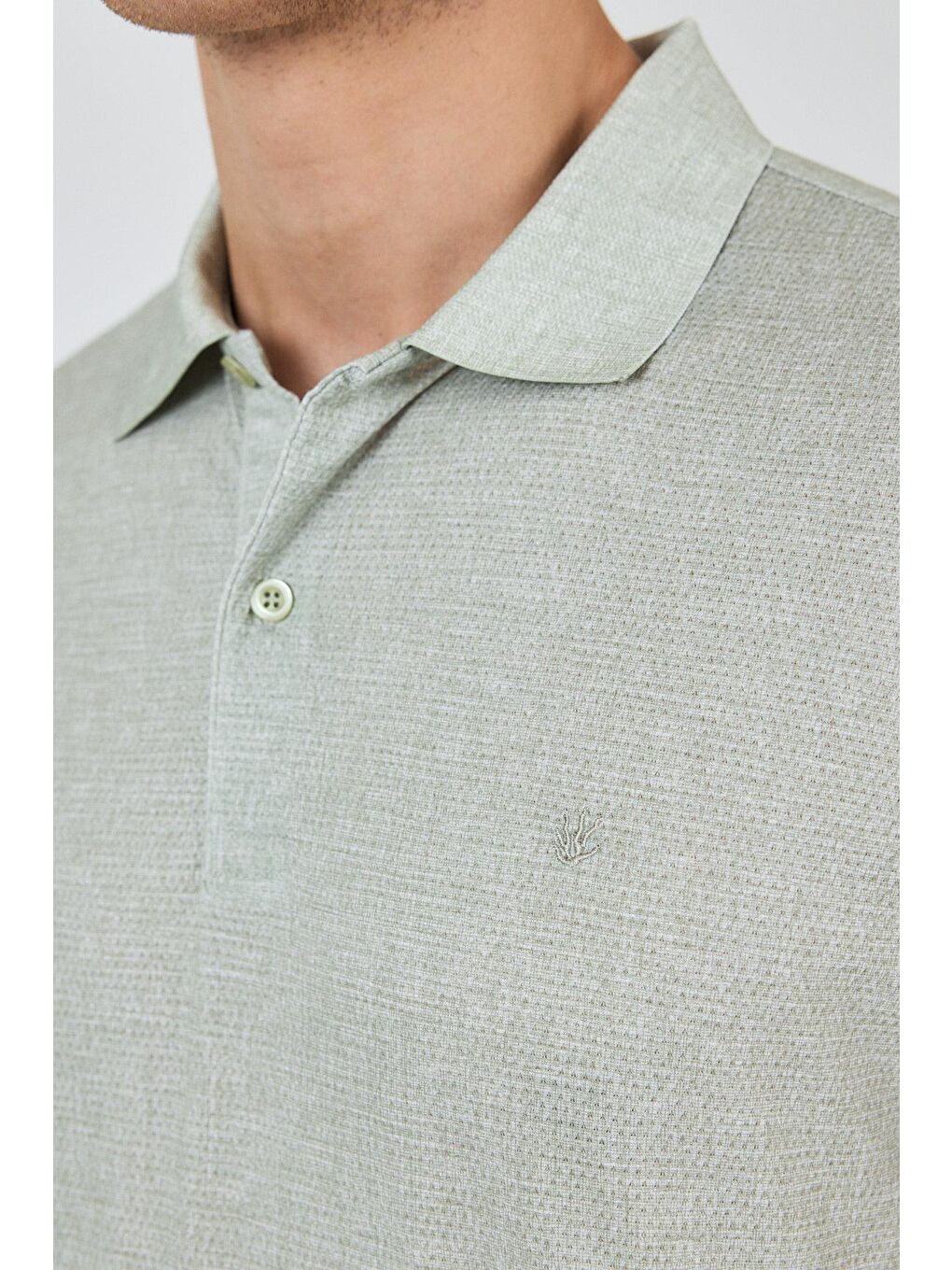 Açık Yeşil Kısa Kol Baskılı Pike Polo Yaka Cepsiz Esnek Casual Slim Fit Tişört 1011250153-3