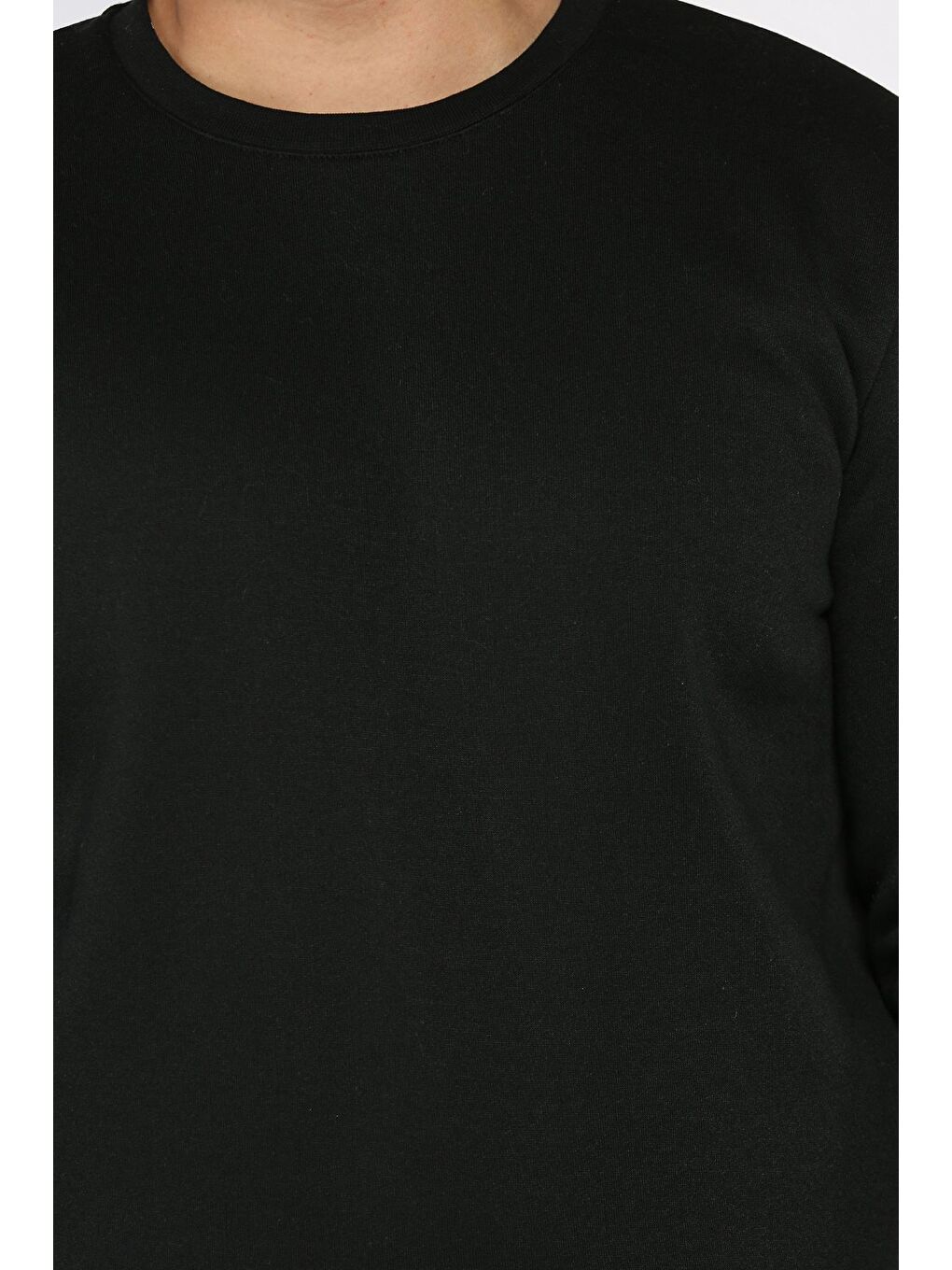 Siyah Erkek Bisiklet Yaka Şardonlu Basic Sweatshirt-3