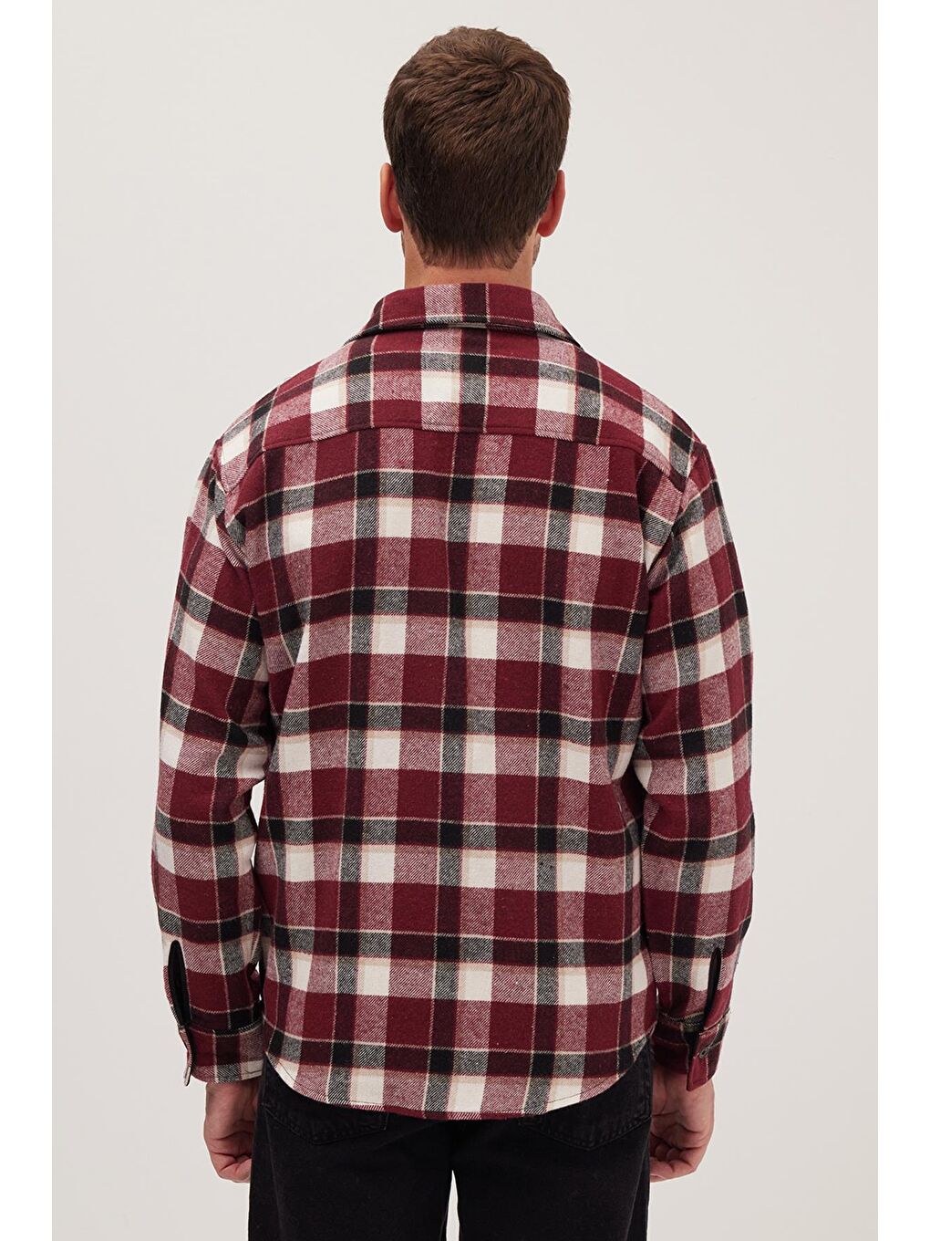 Karışık Relax Fit Rahat Kesim Çift Cep Kapaklı Kışlık Oduncu Kareli Erkek Gömlek-6