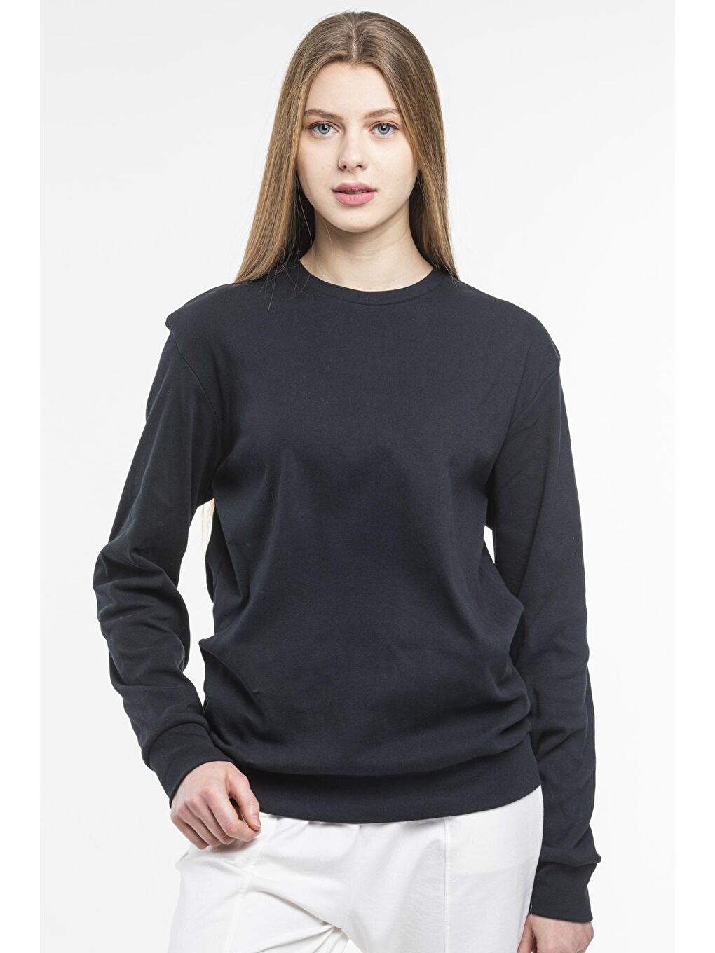 Süperlife Siyah Kadın Bisiklet Yaka Regular Fit Sweatshirt spr21k17 - 2