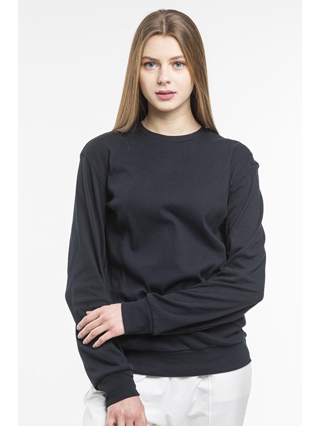 Süperlife Siyah Kadın Bisiklet Yaka Regular Fit Sweatshirt spr21k17 - 3