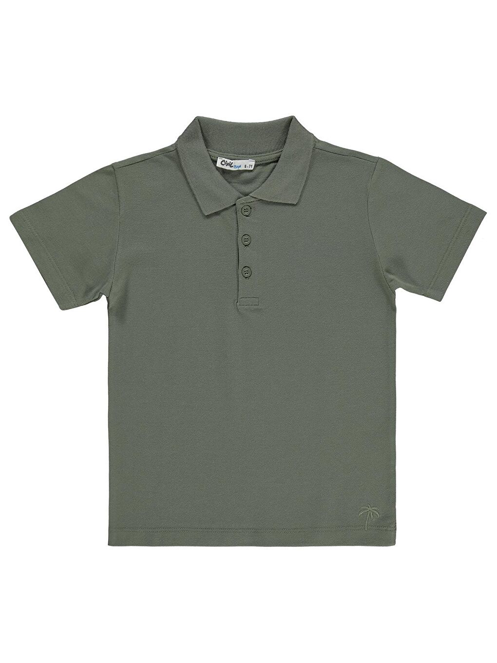 Boys Erkek Çocuk Palmiye Nakışlı Polo Yaka 6-9 Yaş Tişört - Haki