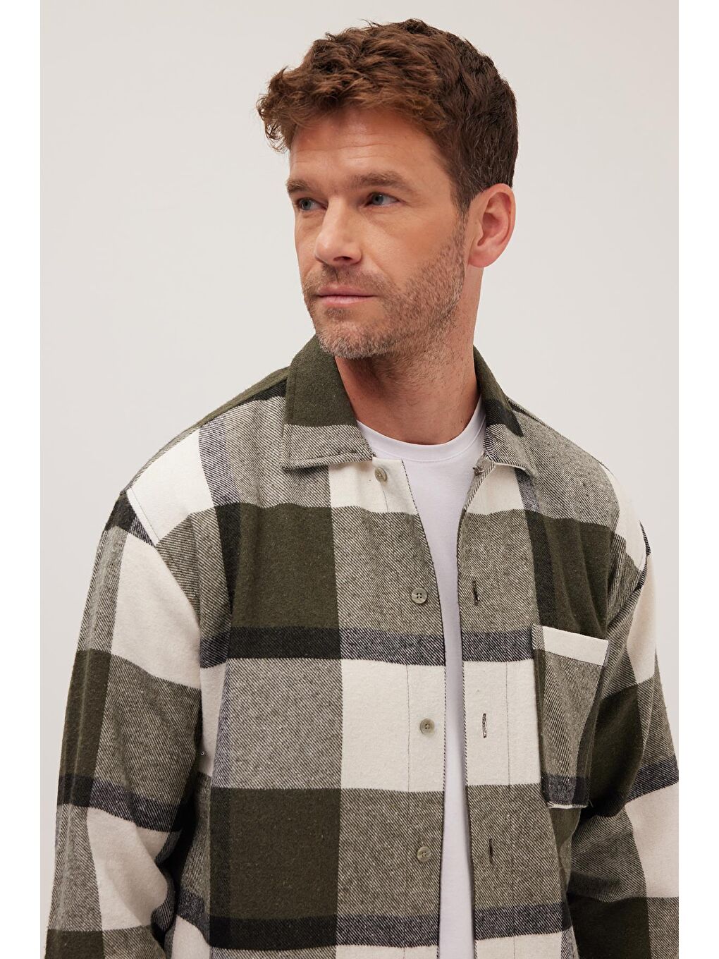 Karışık Erkek Relax Fit Rahat Kesim Spor Yaka Kareli Flotalı Cep Kışlık Gömlek