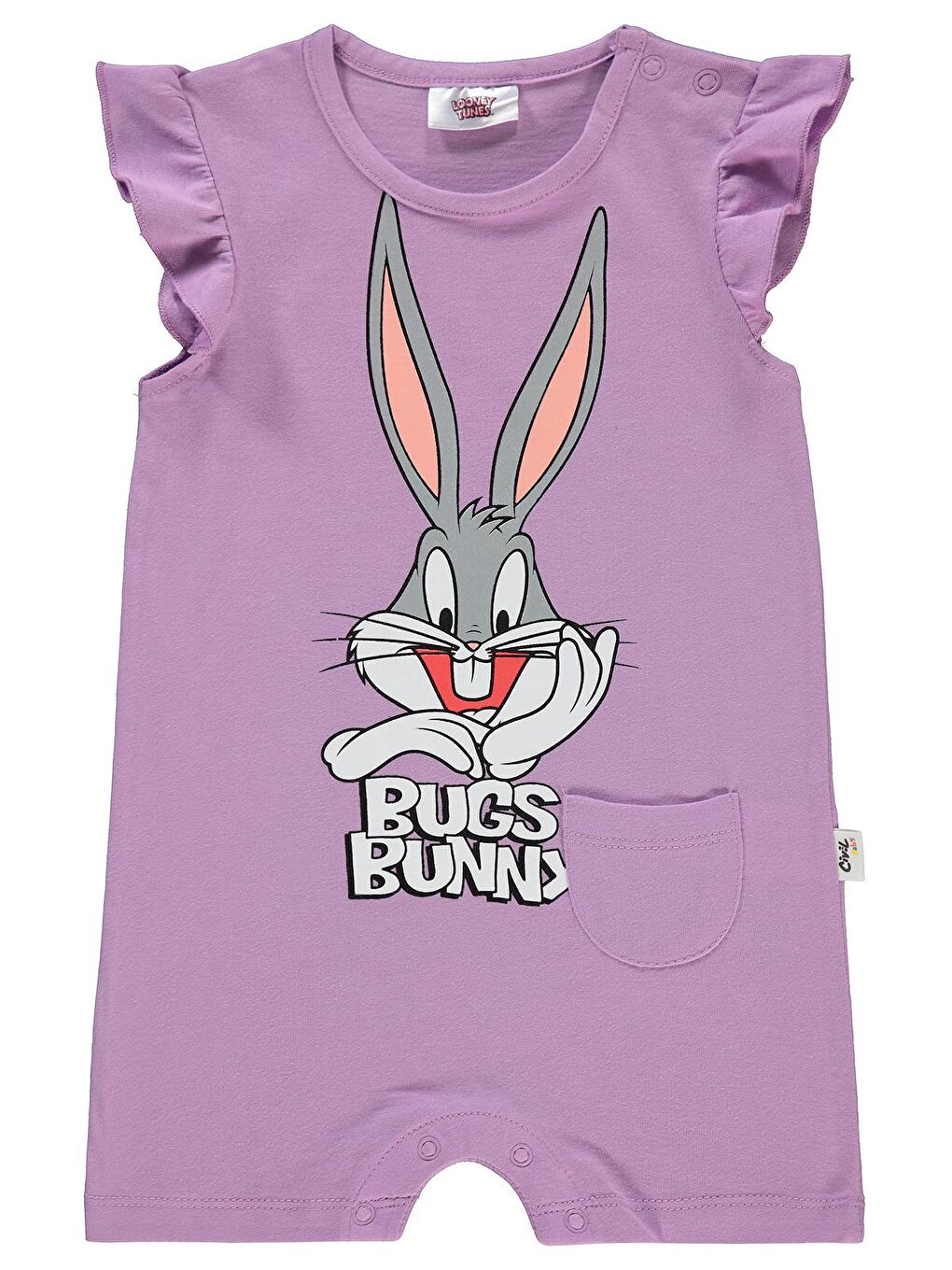 Civil Lila Bugs Bunny Kız Bebek Patiksiz Tulum 6-18 Ay  Lila