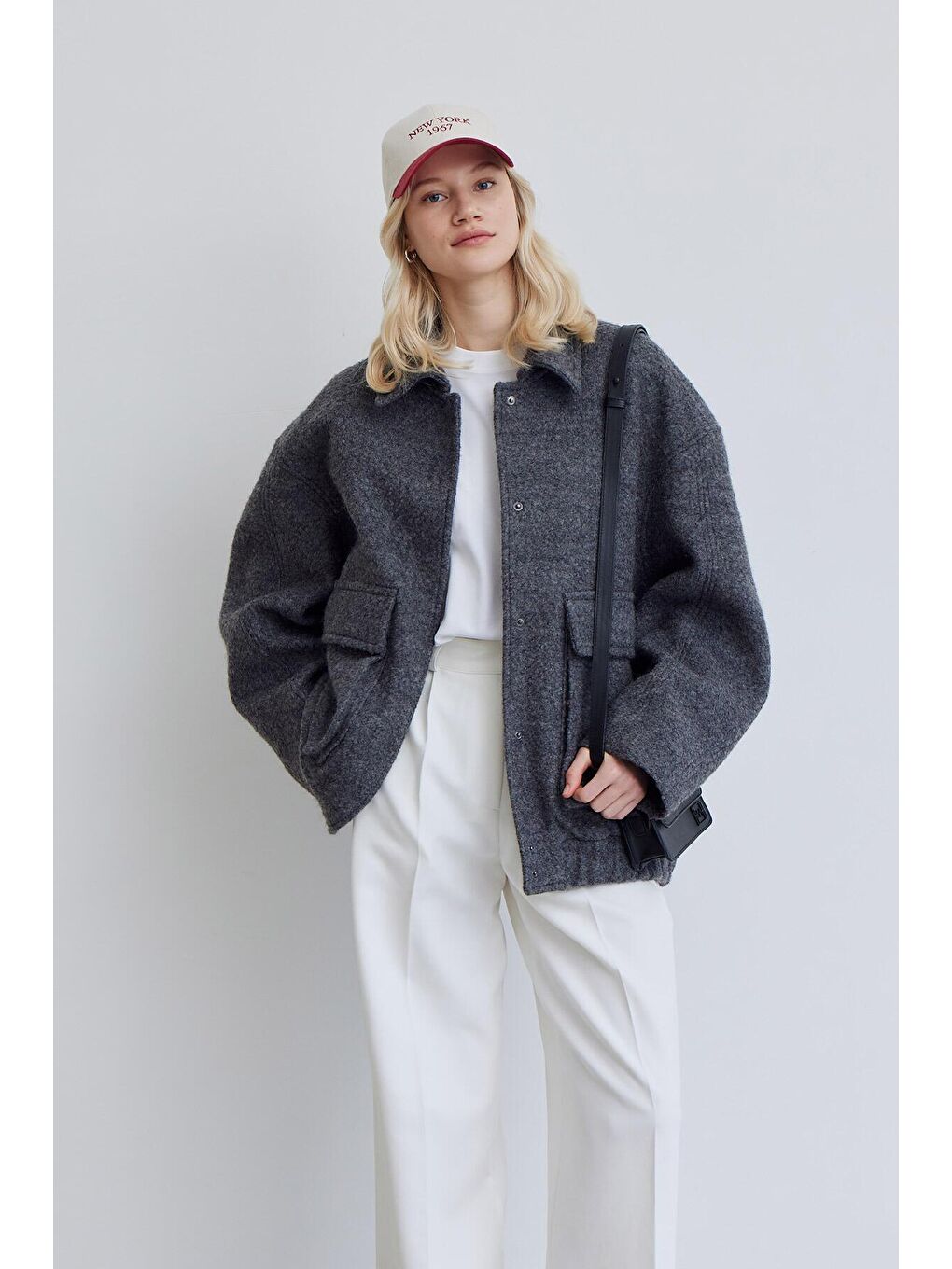 Yünlü Oversize Bomber Kaban Antrasit-1