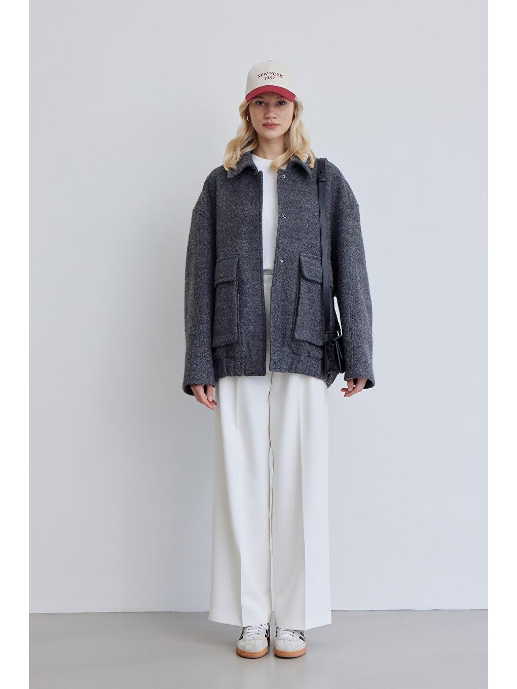 Yünlü Oversize Bomber Kaban Antrasit-4