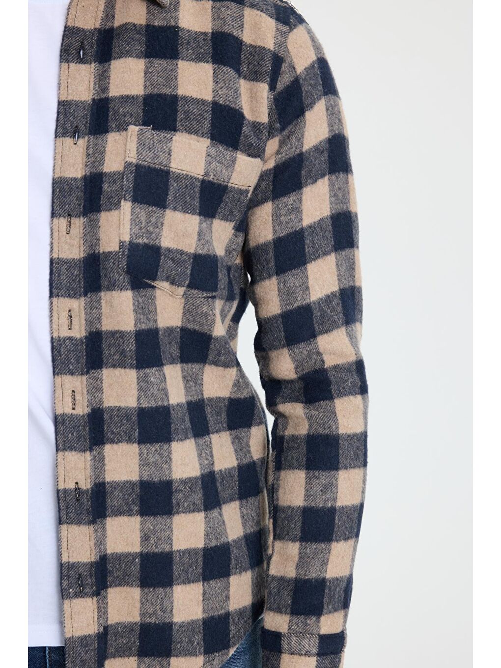 Karışık Erkek Slim Fit Dar Kesim Uzun Kollu Cepli Kareli Dama Desenli Kışlık Oduncu Gömlek-2