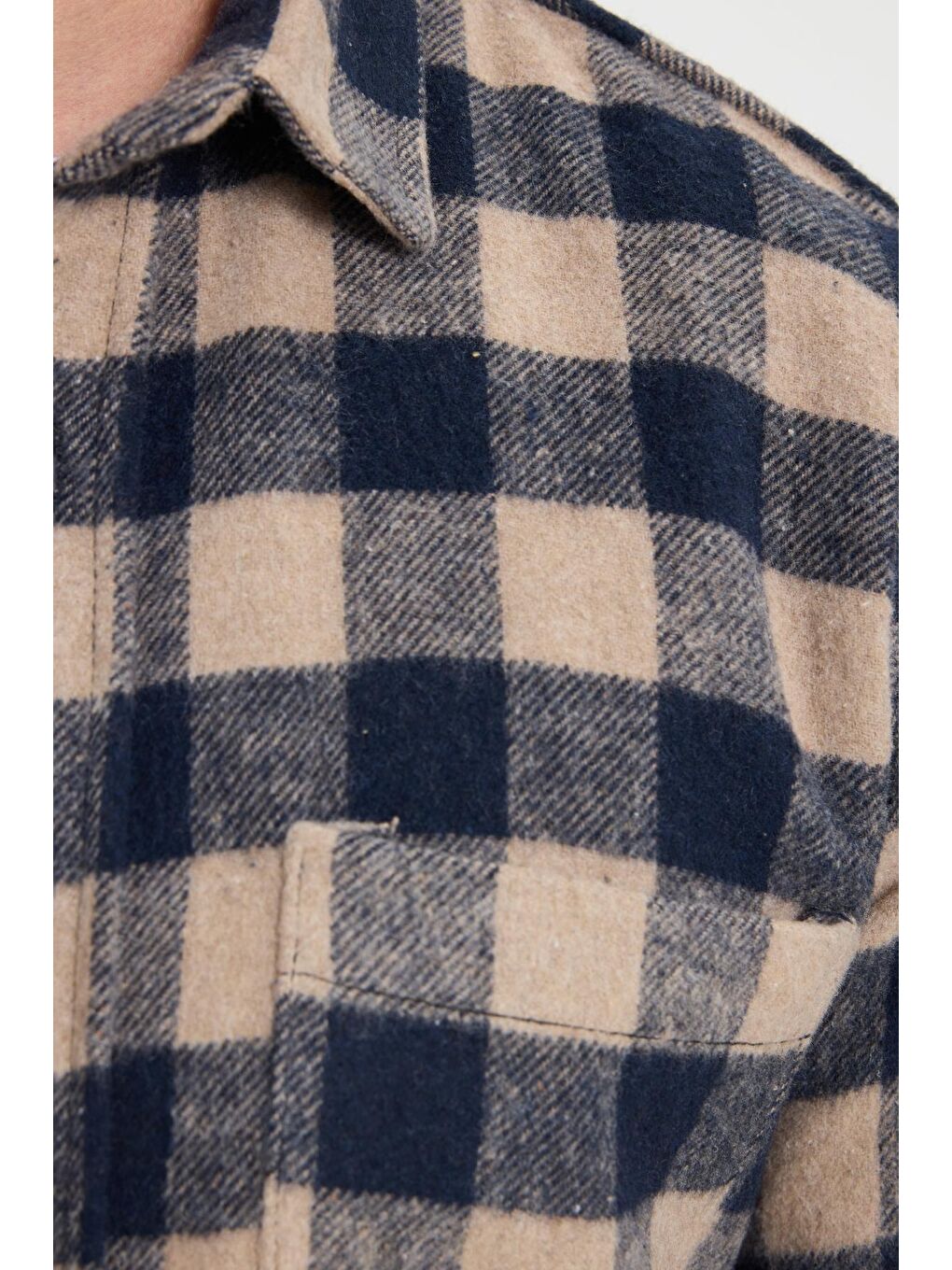 Karışık Erkek Slim Fit Dar Kesim Uzun Kollu Cepli Kareli Dama Desenli Kışlık Oduncu Gömlek-6