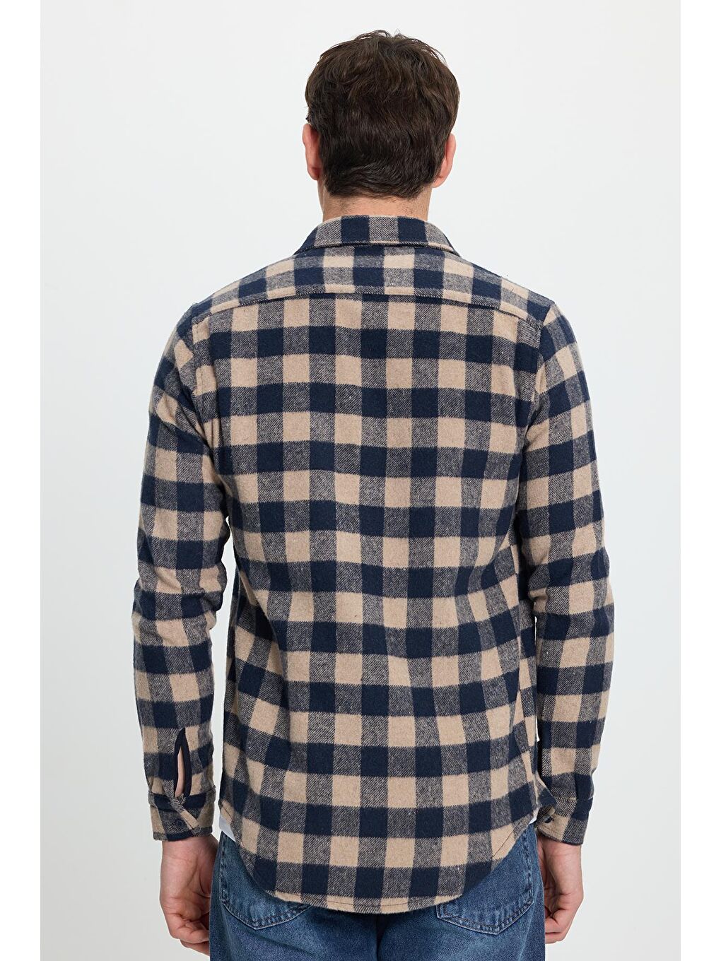 Karışık Erkek Slim Fit Dar Kesim Uzun Kollu Cepli Kareli Dama Desenli Kışlık Oduncu Gömlek-7