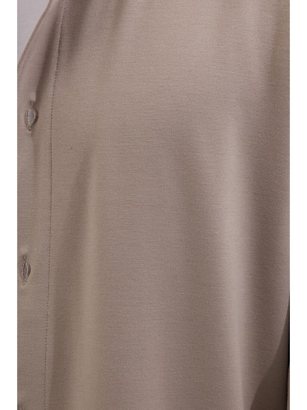 Erkek Relax Fit Rahat Kesim Düğmeli Yandan Cepli Örme Bej Ceket Gömlek-2