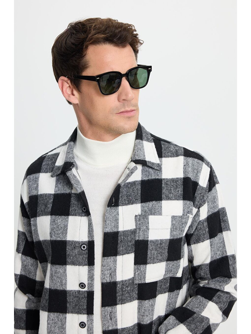 Karışık Erkek Relax Fit Rahat Kesim Uzun Kollu Cepli Dama Desen Kareli Apaş Yaka Kışlık Oduncu Gömlek