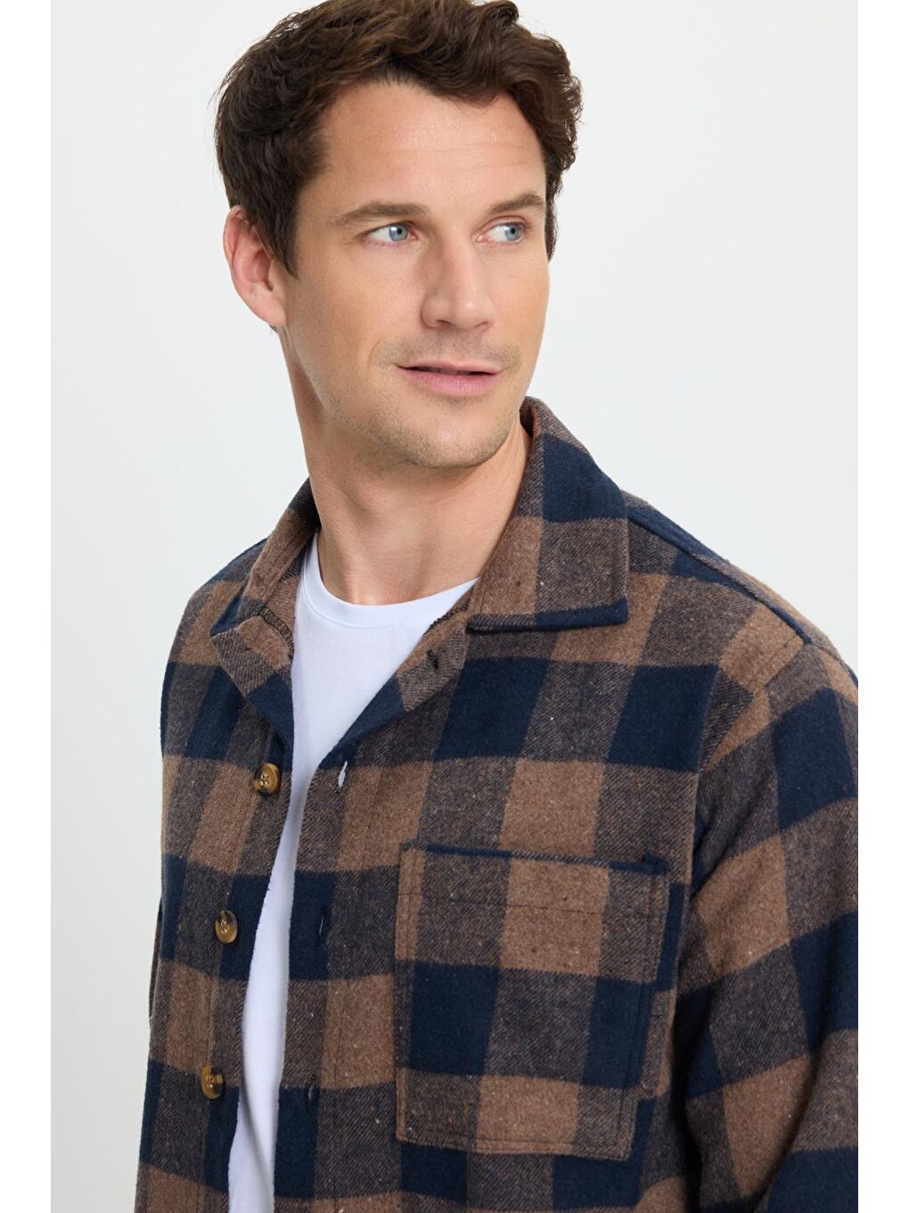 Karışık Erkek Relax Fit Rahat Kesim Uzun Kollu Cepli Dama Desen Kareli Apaş Yaka Kışlık Oduncu Gömlek-1