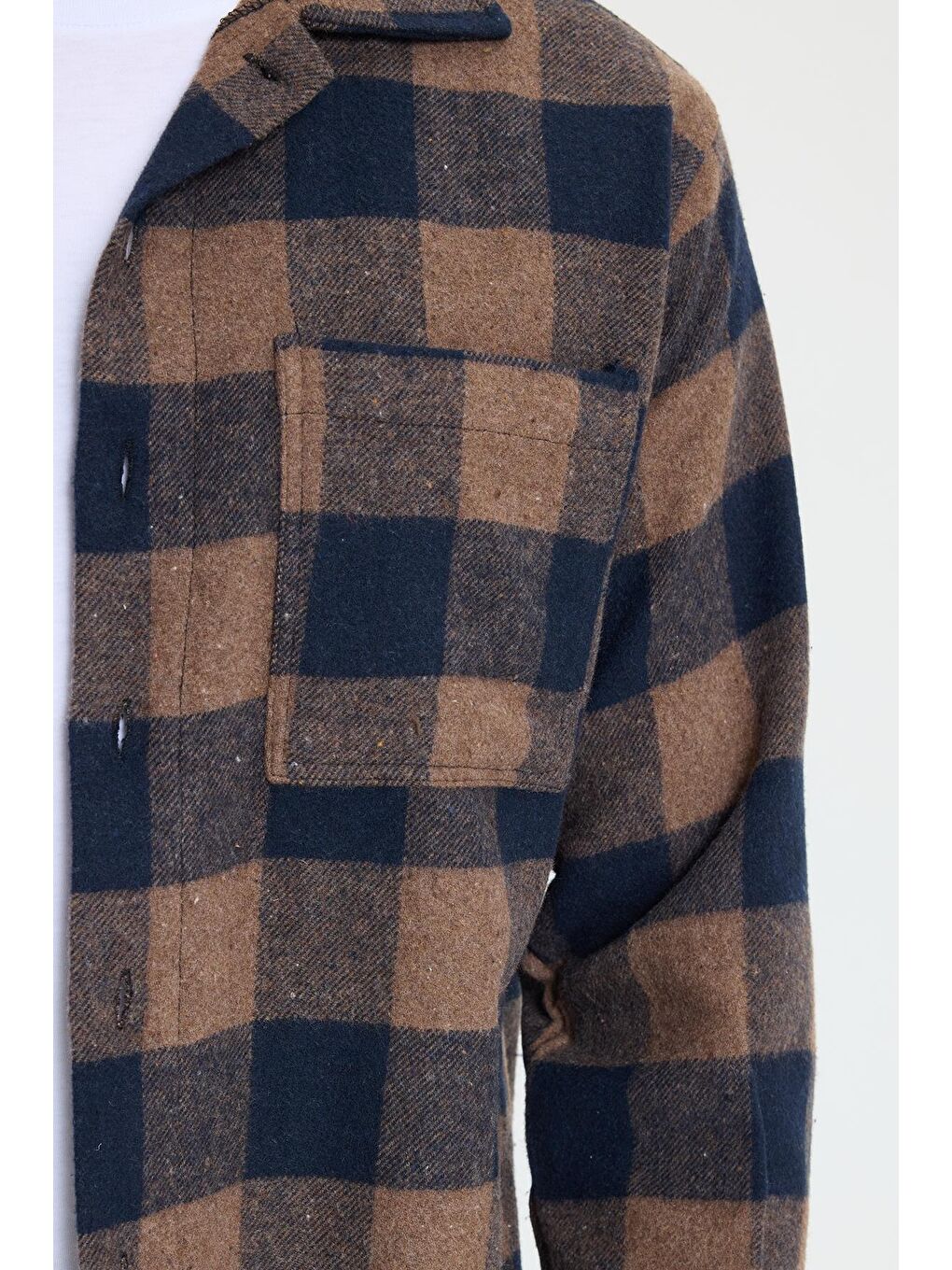 Karışık Erkek Relax Fit Rahat Kesim Uzun Kollu Cepli Dama Desen Kareli Apaş Yaka Kışlık Oduncu Gömlek-2