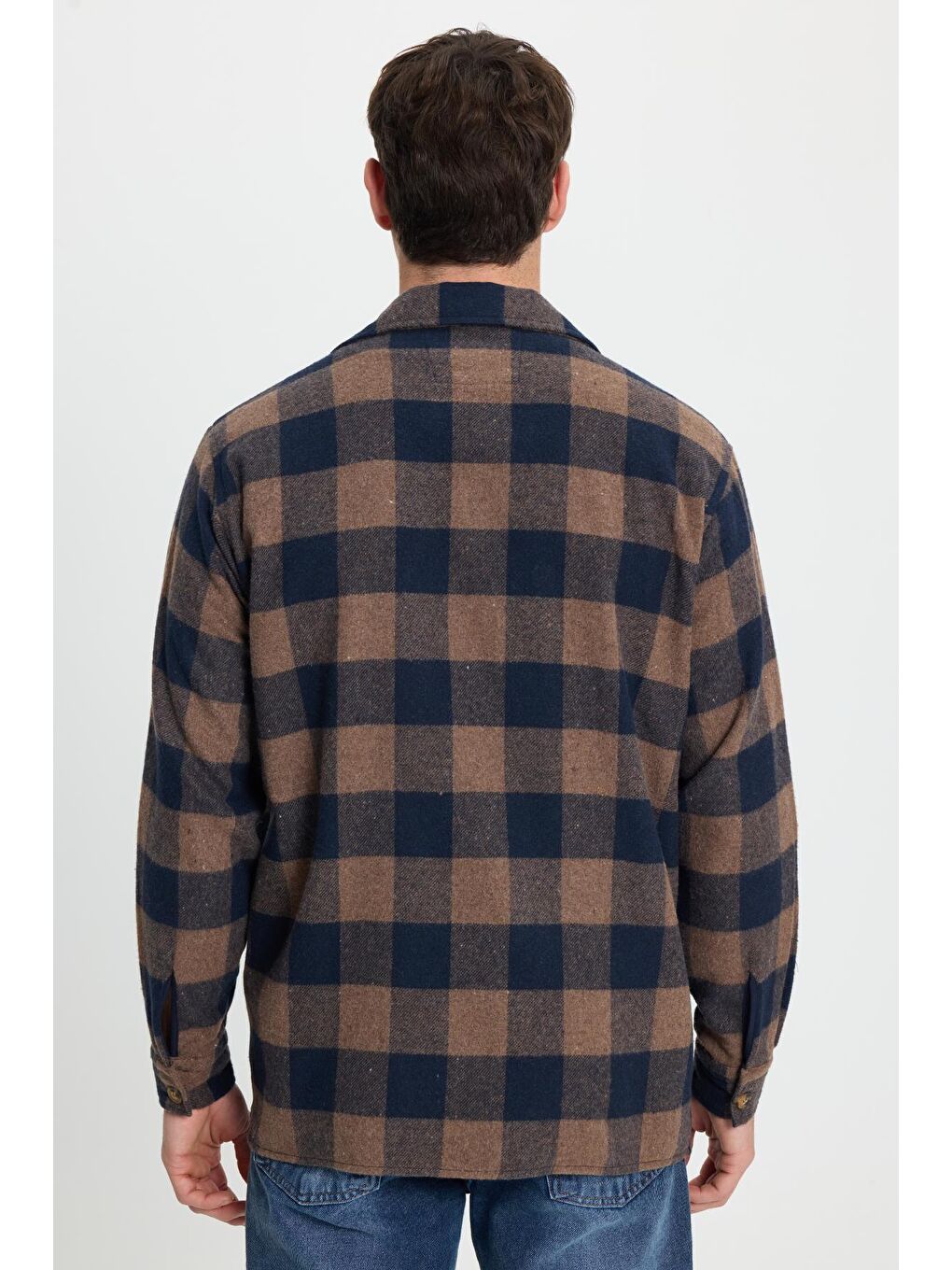 Karışık Erkek Relax Fit Rahat Kesim Uzun Kollu Cepli Dama Desen Kareli Apaş Yaka Kışlık Oduncu Gömlek-6