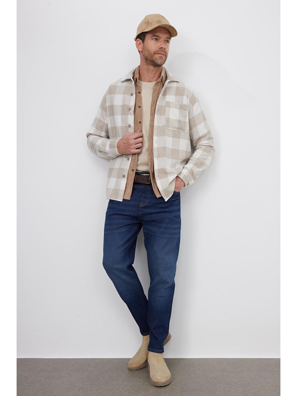 Karışık Erkek Relax Fit Rahat Kesim Uzun Kollu Cepli Dama Desen Kareli Apaş Yaka Kışlık Oduncu Gömlek-3