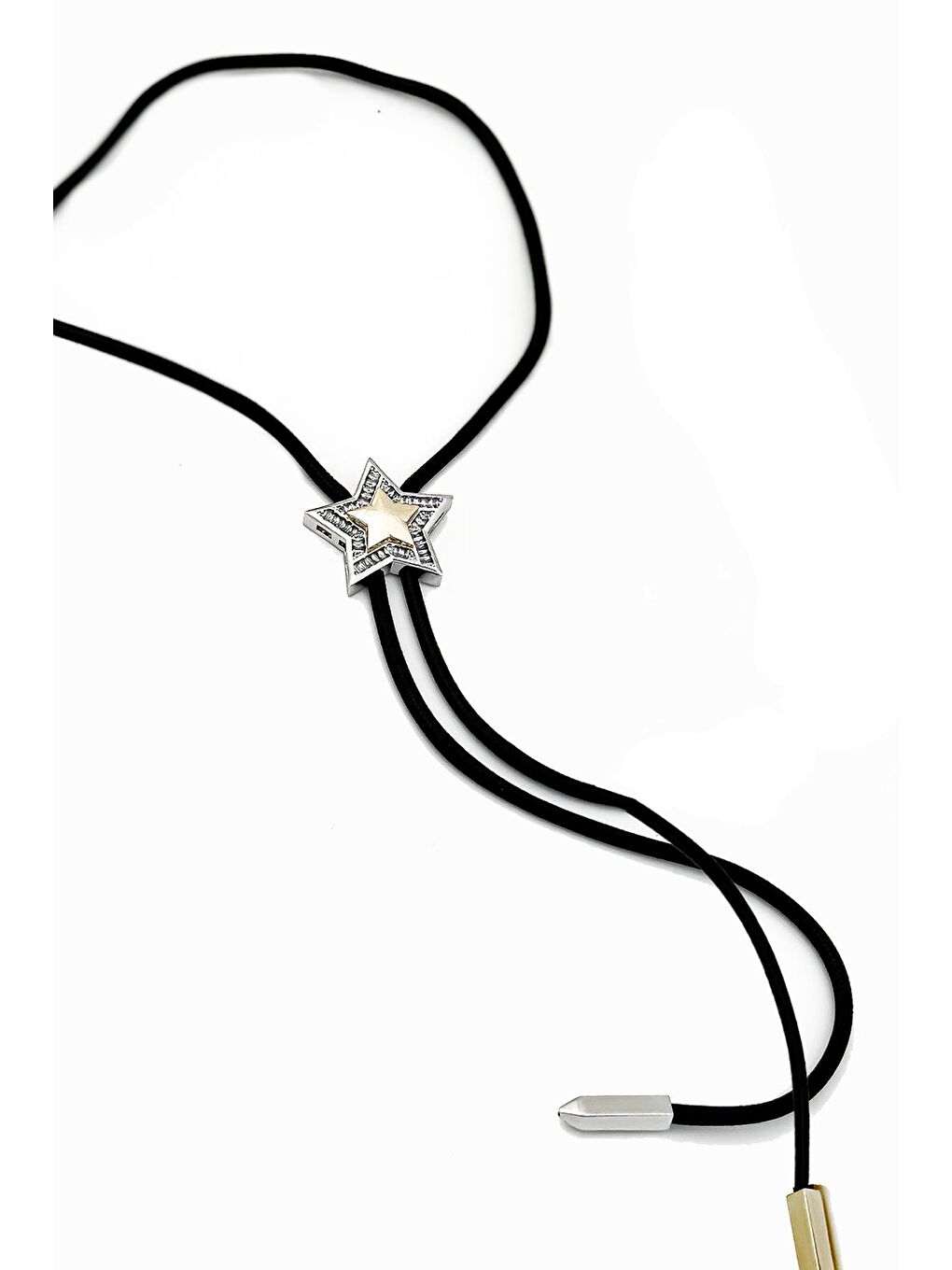 Gri Single Star Kravat Kolye Yıldız Aksesuar Detaylı