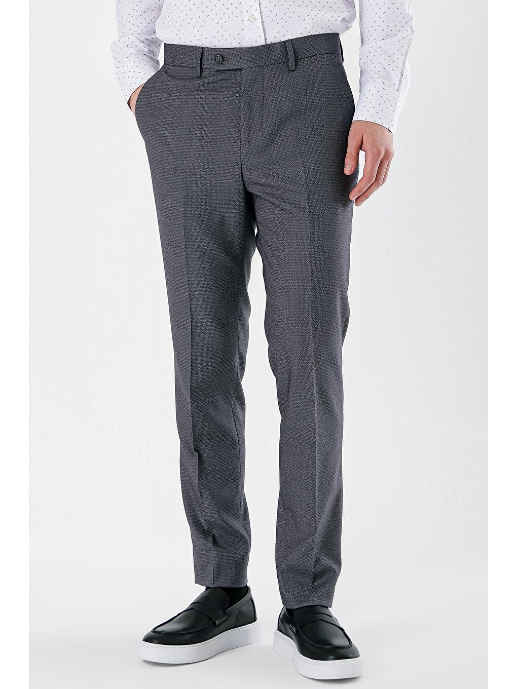 Gri Füme Esnek Yandan Cepli Slim Fit Classic Erkek Pantolon 1003240152