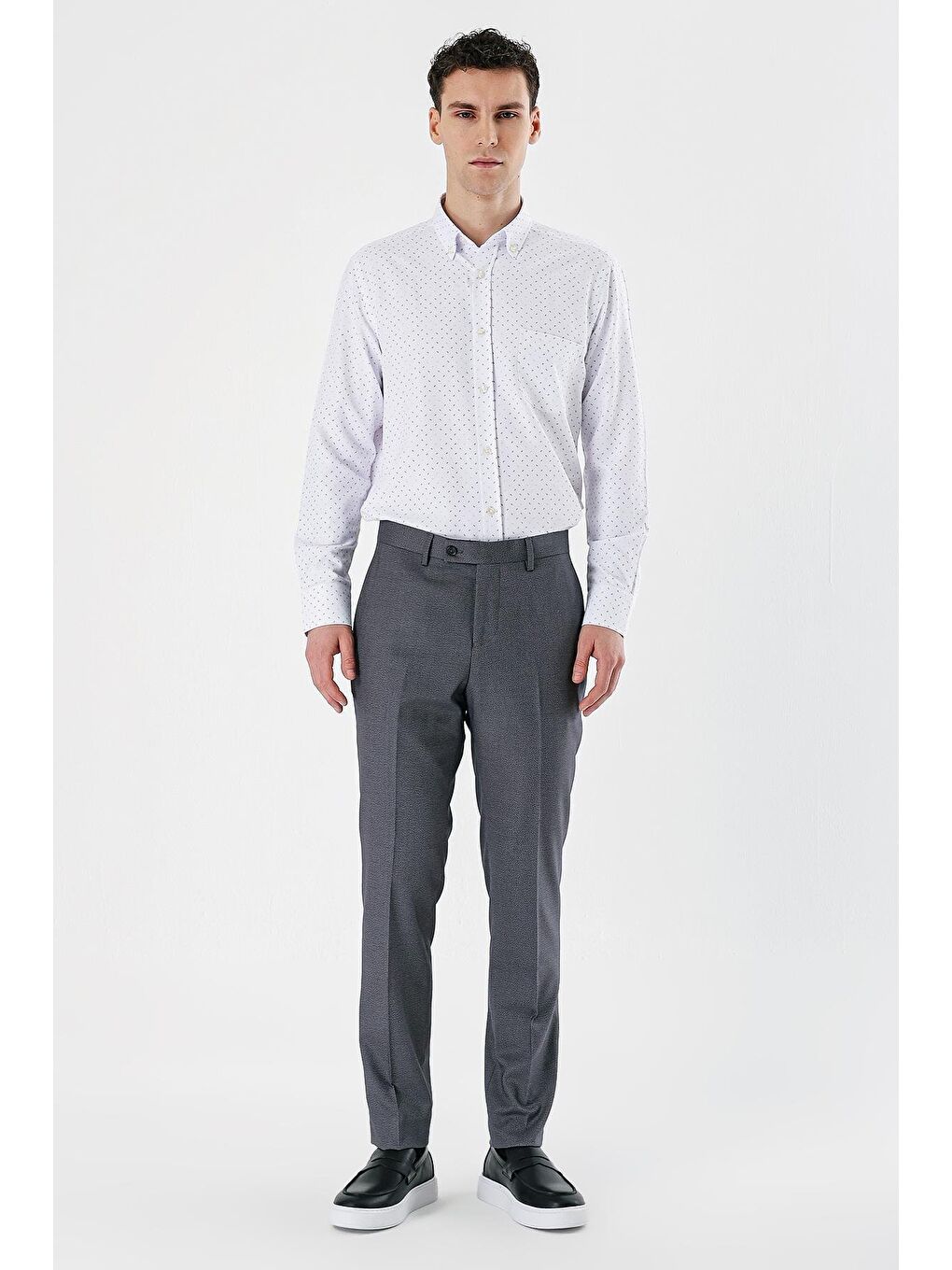 Gri Füme Esnek Yandan Cepli Slim Fit Classic Erkek Pantolon 1003240152-1