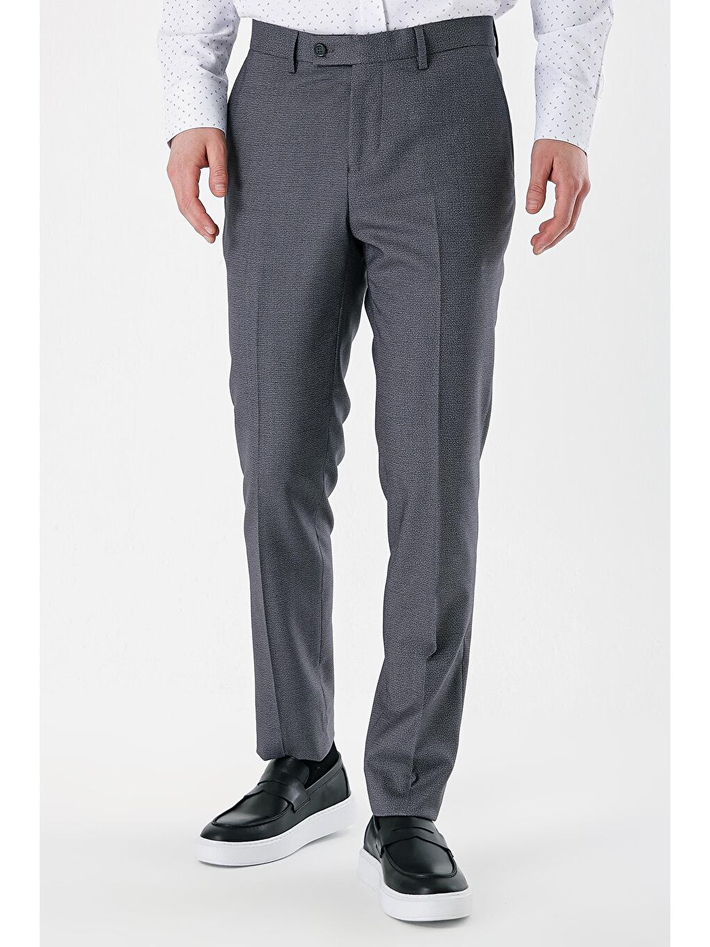 Gri Füme Esnek Yandan Cepli Slim Fit Classic Erkek Pantolon 1003240152-2