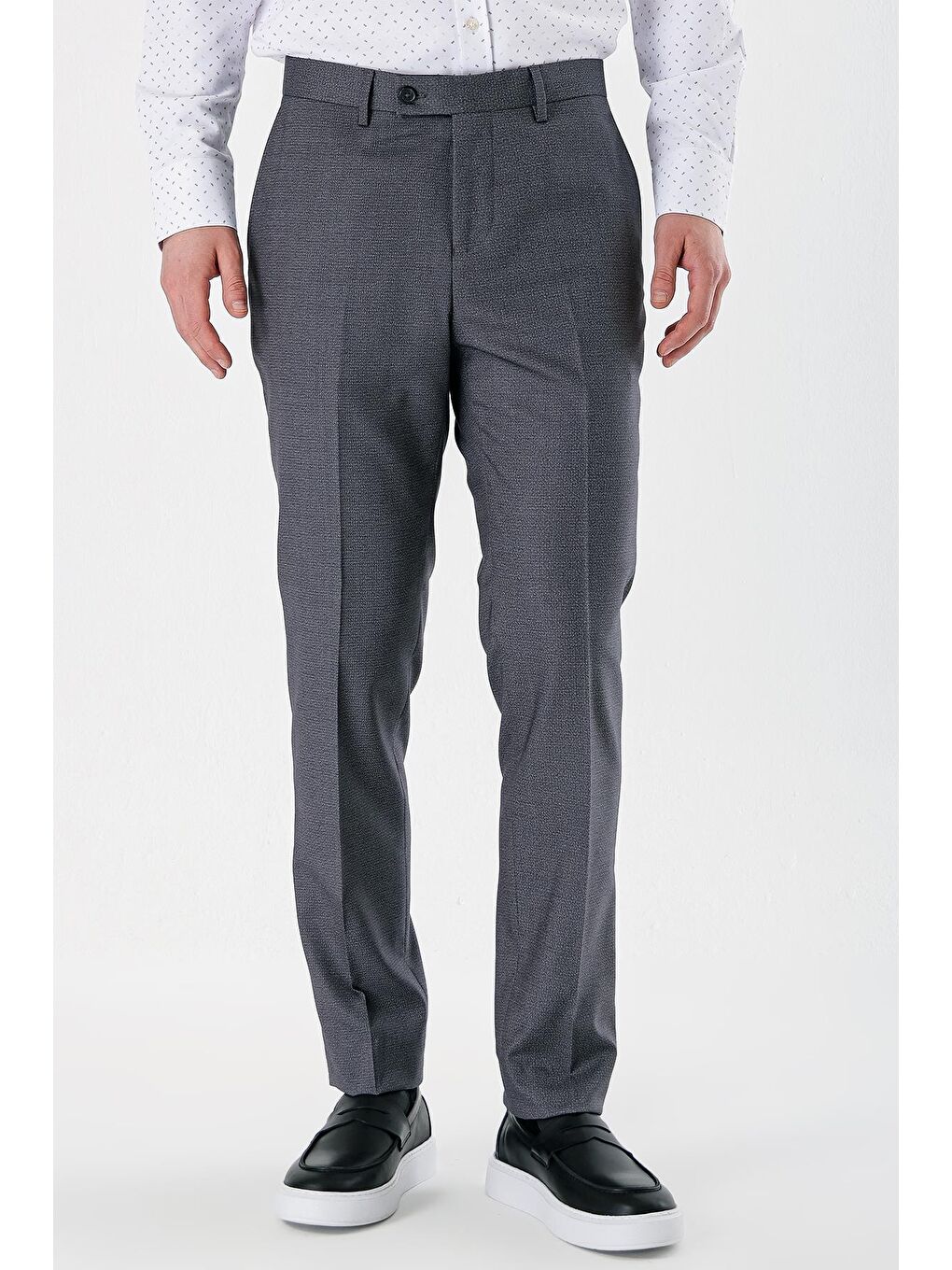 Gri Füme Esnek Yandan Cepli Slim Fit Classic Erkek Pantolon 1003240152-4
