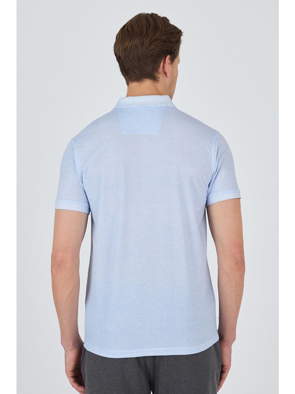 Koyu Mavi Kısa Kol Baskılı Pike Polo Yaka Cepsiz Esnek Casual Slim Fit Tişört 1011250153-4