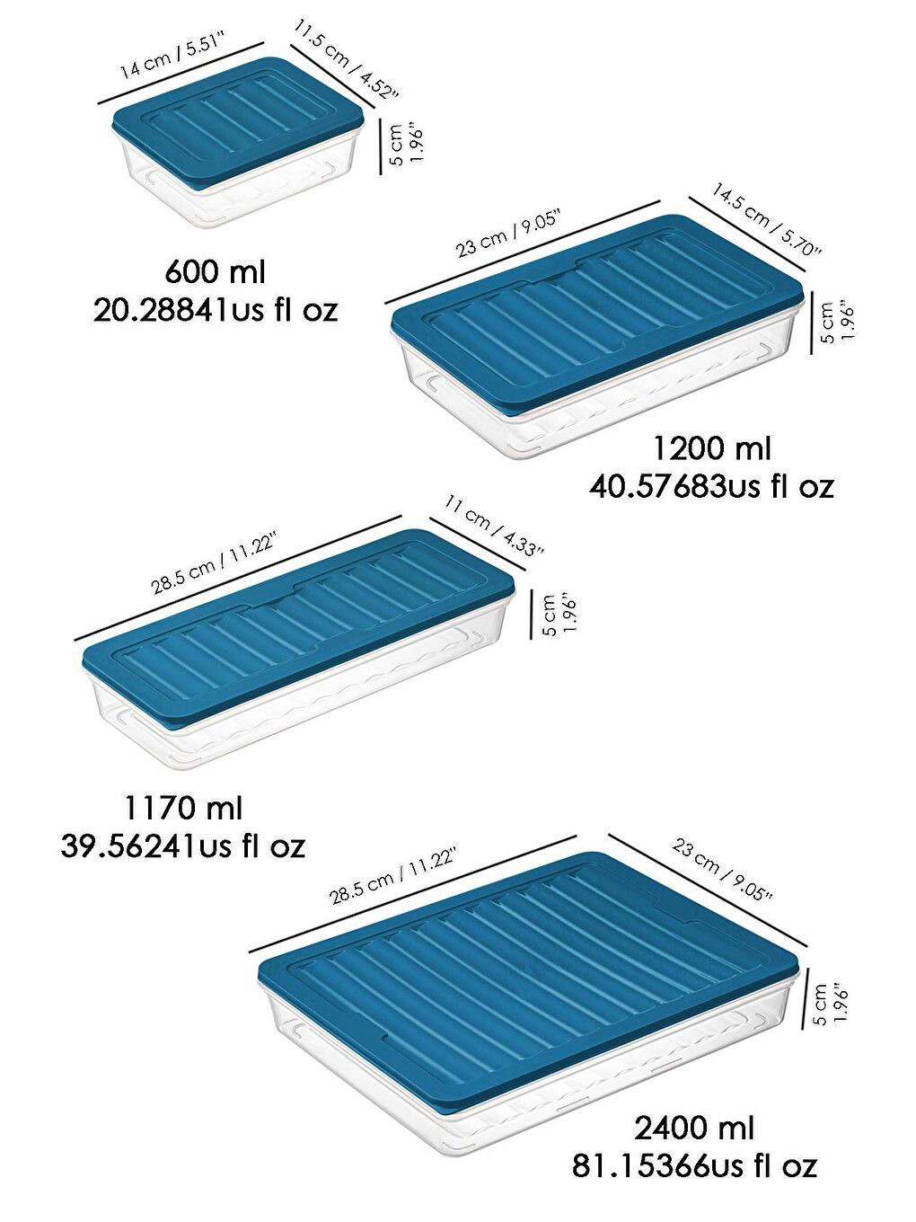 Meleni Home Petrol 15'li Buzdolabı Organizer Mikrodalga Ve Difrize Uygun Saklama Kabı 1x2400ml-4x1170-2x1200ml-8x600ml - 7