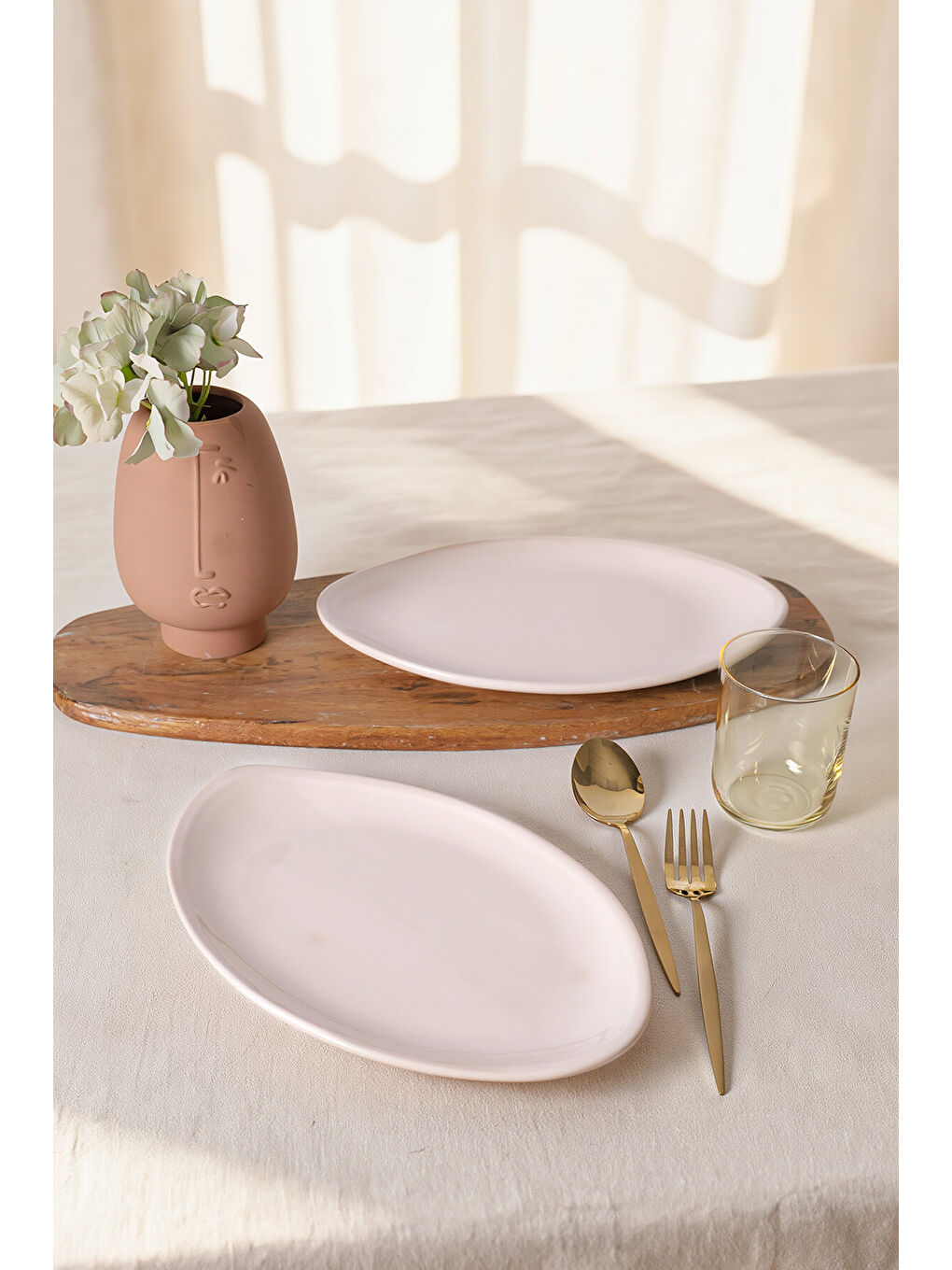 Ekru Krem Bloom Kayık Tabak 31 Cm 2 Adet-2