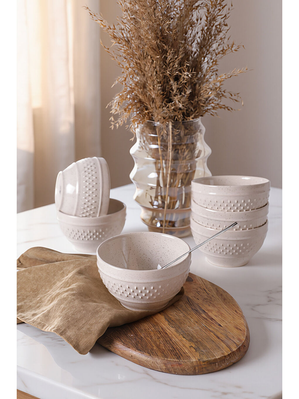Ekru Reaktif Krem Rice Kase 11 Cm 6 Adet