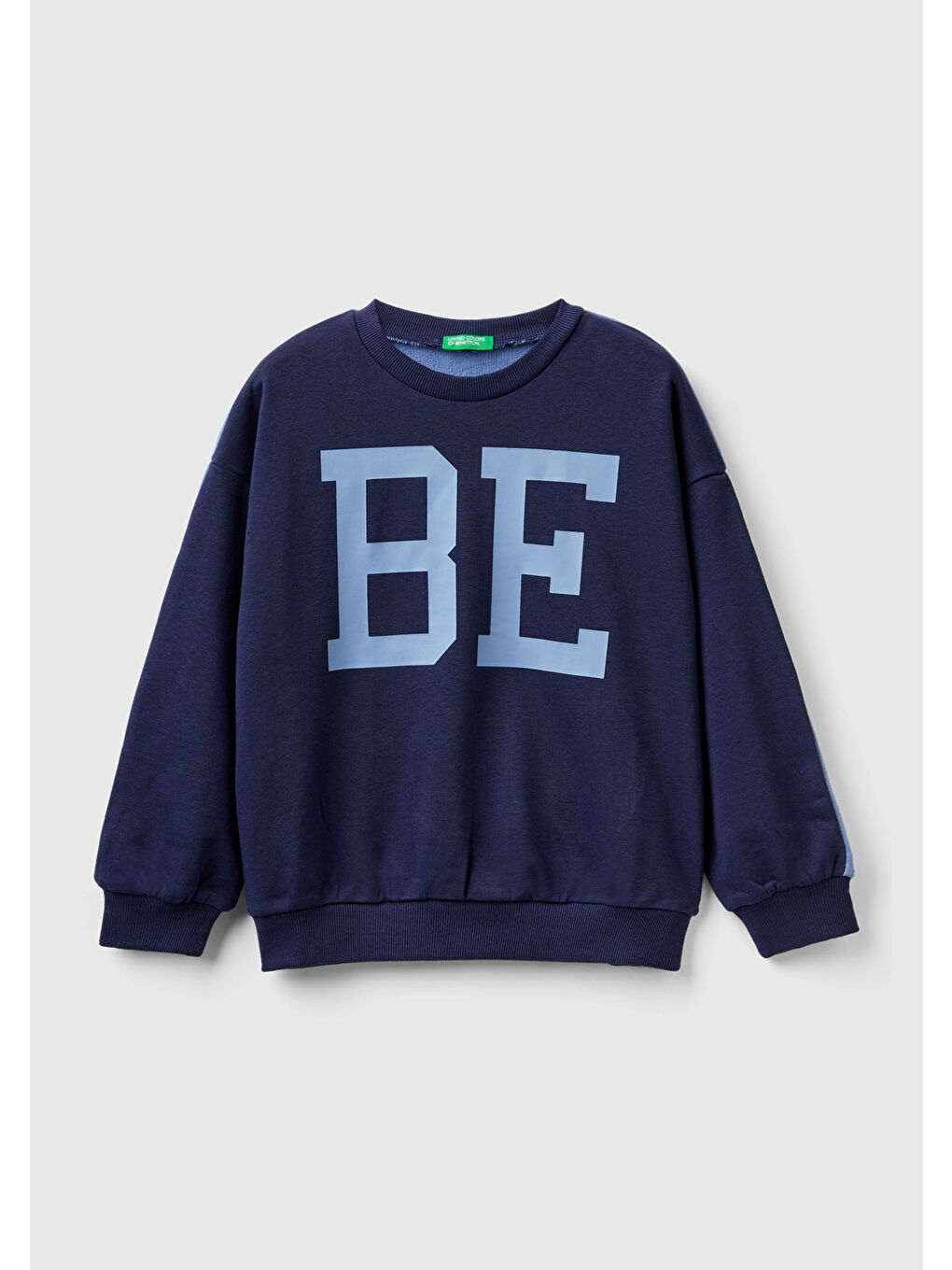 Kız Çocuk Lacivert Slogan Baskılı Renk Bloklu Sweatshirt