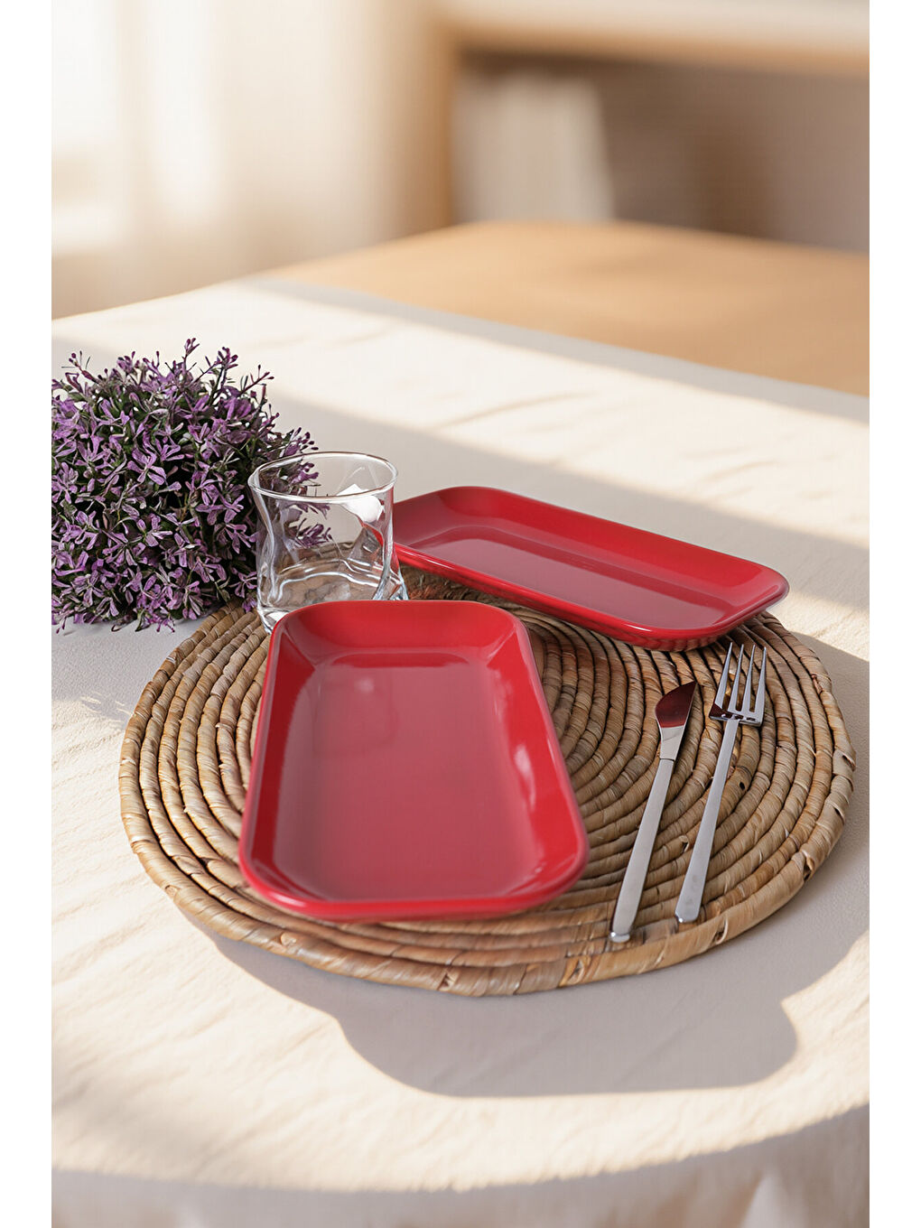 Kırmızı Pergamon Kayık Tabak 26 Cm 2 Adet-1