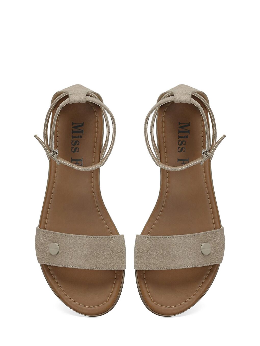 DS24014 4FX Bej Kadın Düz Sandalet-3